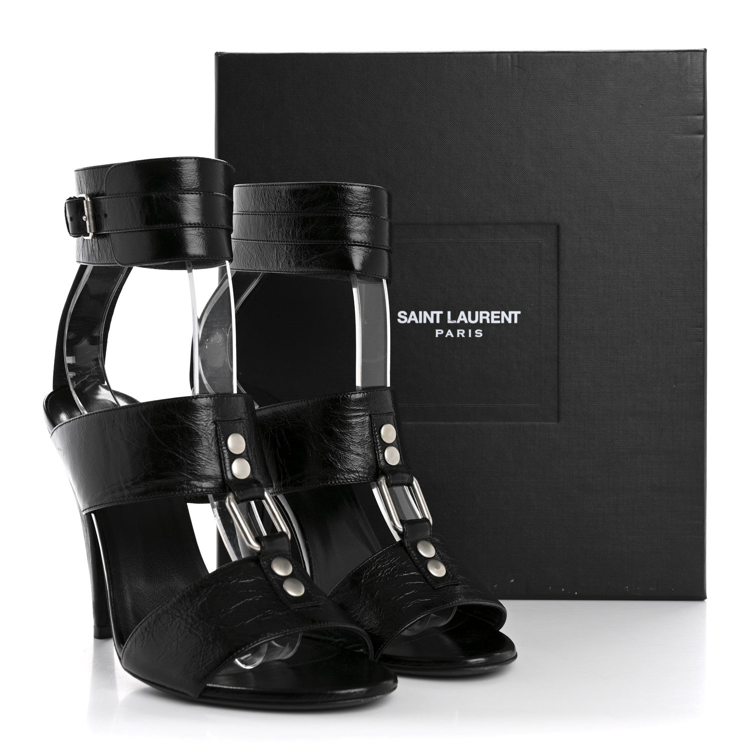 Shiny Calfskin Fetish 105 Sandal 39 Black