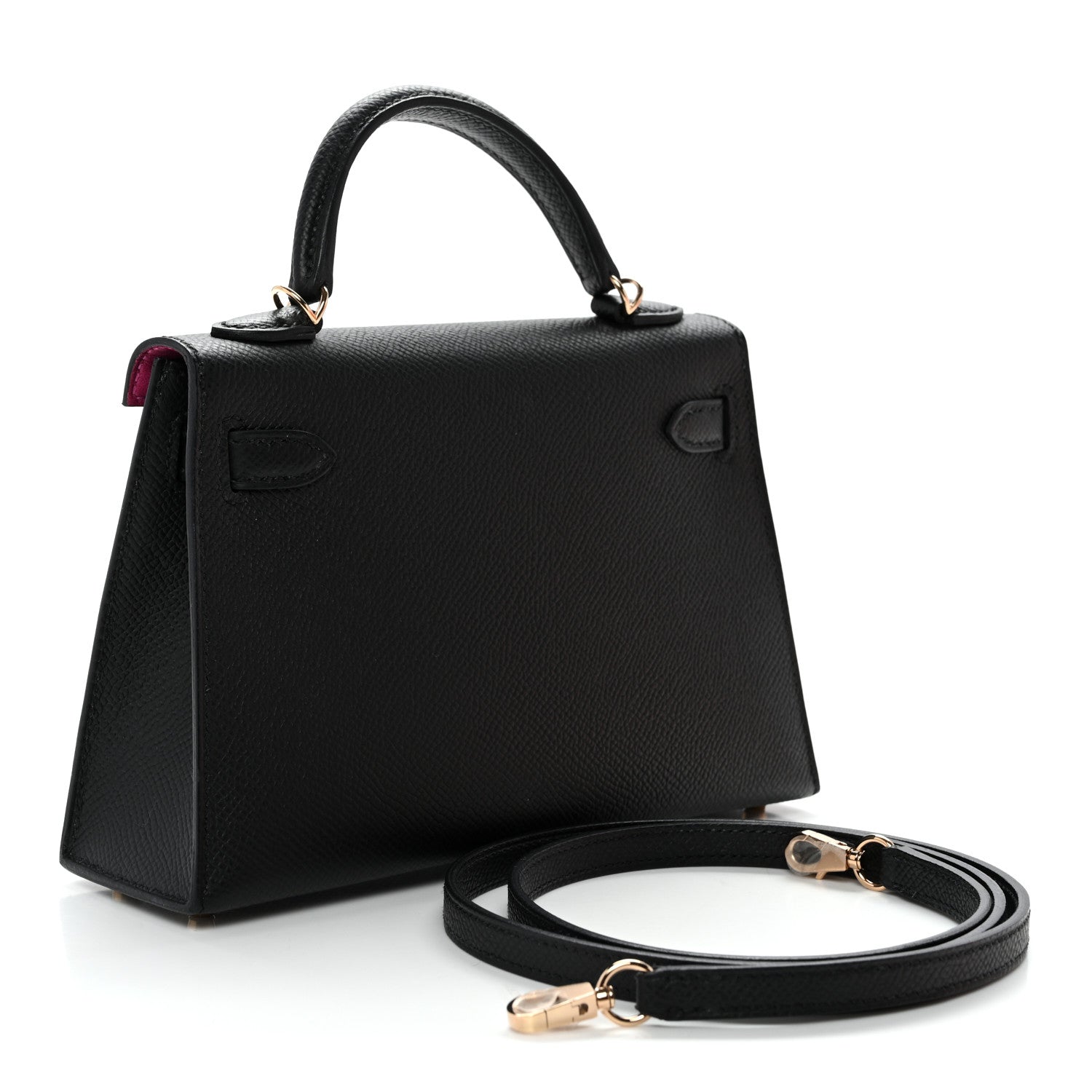 Epsom Horseshoe Mini Kelly Sellier 20 Black Rose Pourpre