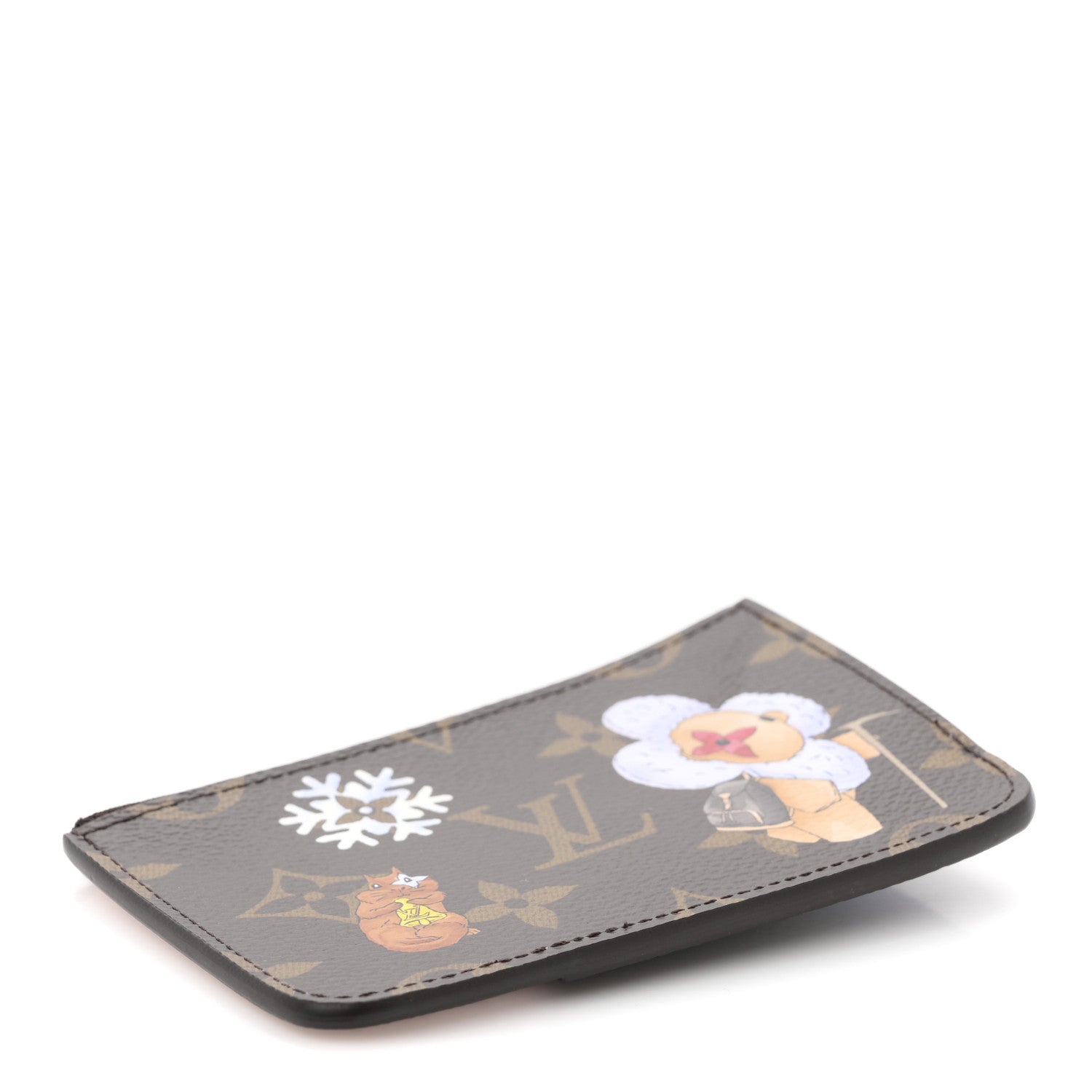 Monogram Vivenne Winter Holiday Zipped Romy Card Holder Snowy Pearl