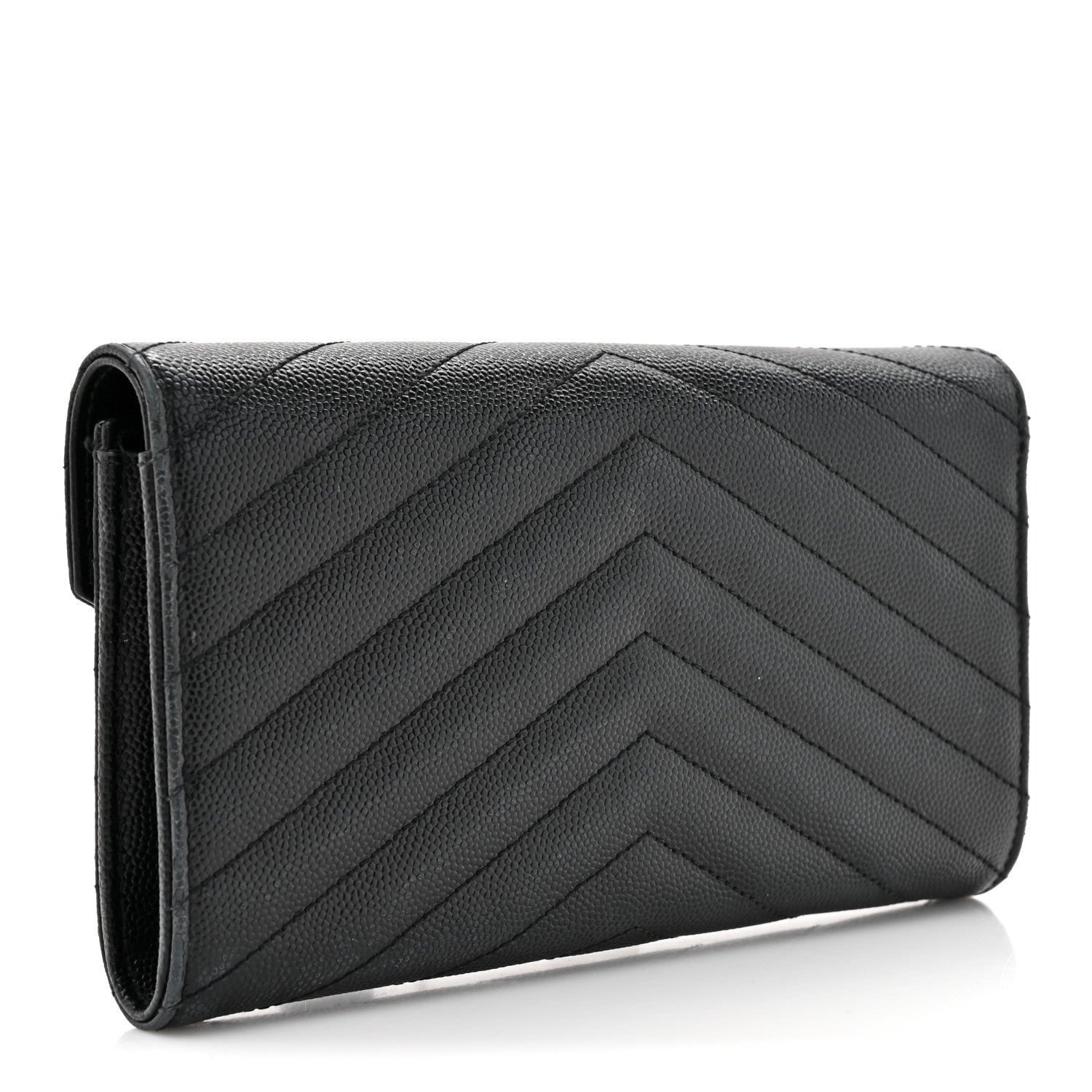 Grain De Poudre Matelasse Chevron Monogram Flap Wallet Black