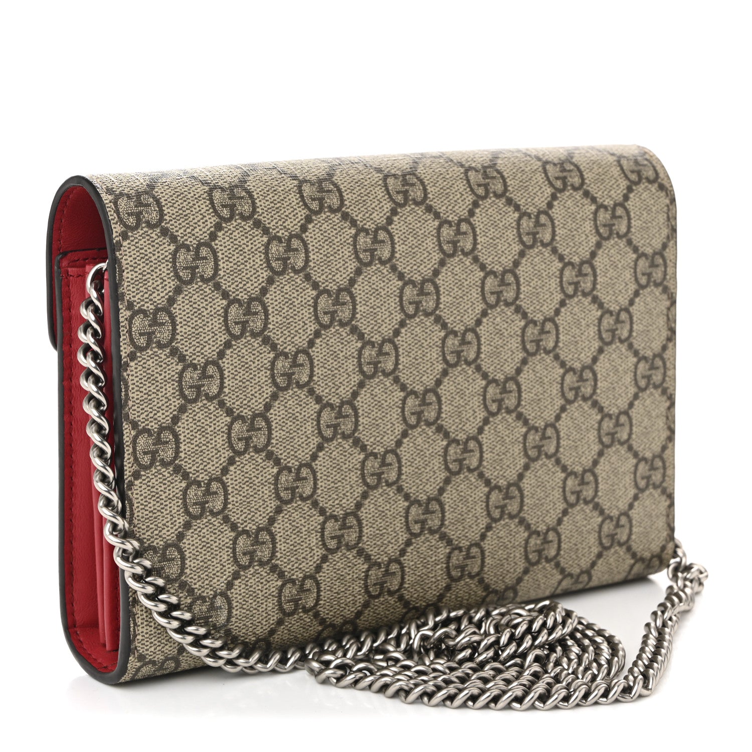 GG Supreme Monogram Mini Dionysus Chain Wallet Beige Vulcanic Red