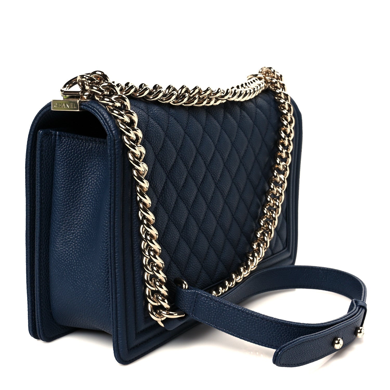 Caviar Quilted New Medium Boy Flap Blue