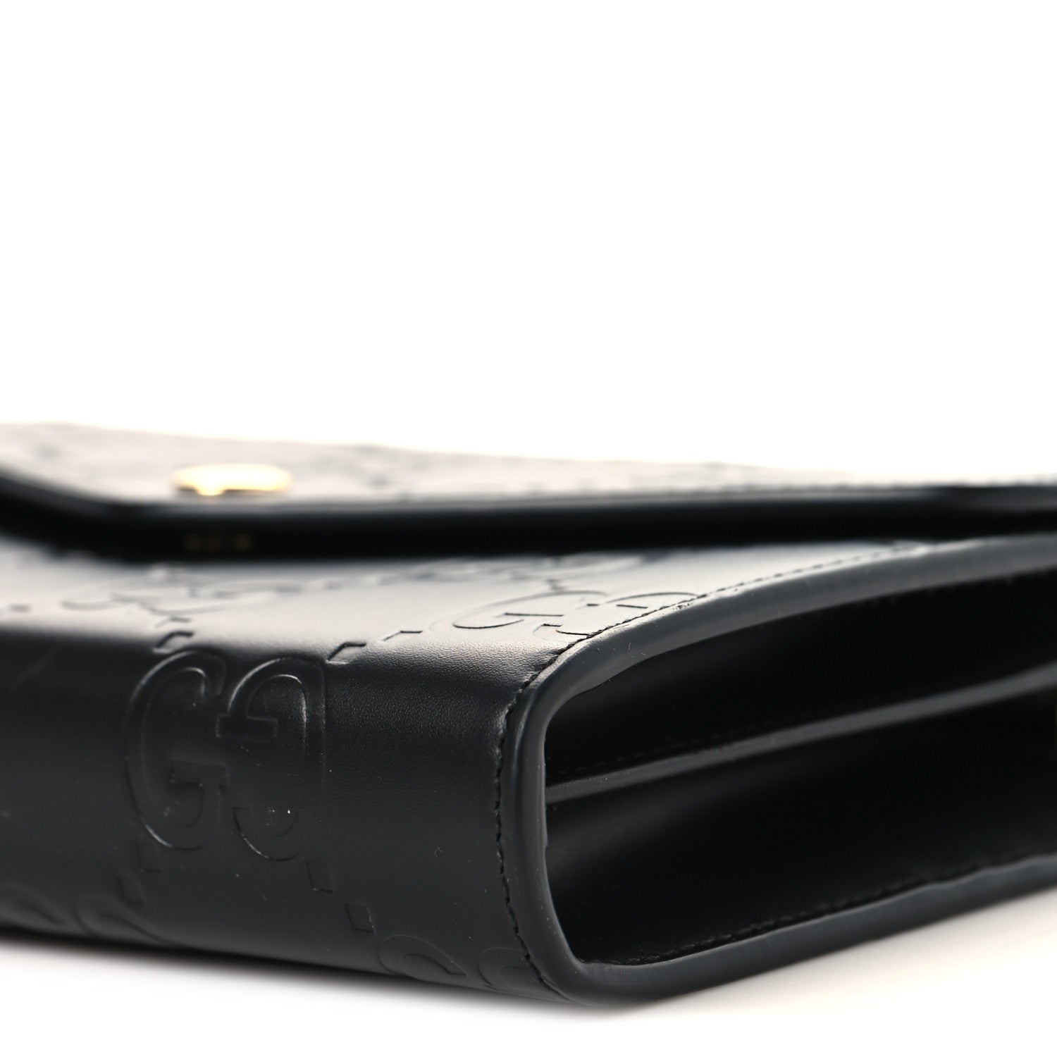 Calfskin GG Debossed Chain Wallet Black