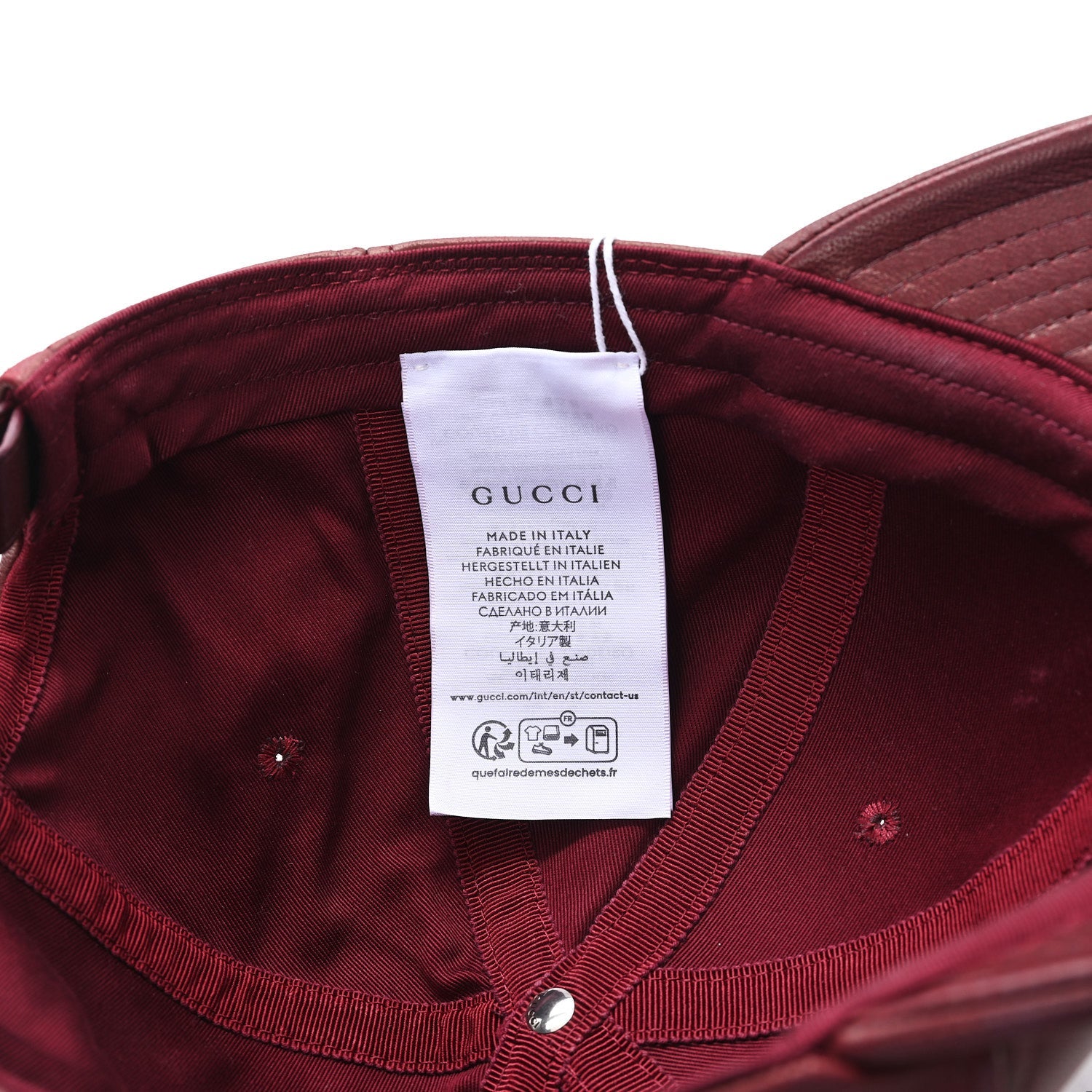 Calfskin Interlocking G Baseball Hat S Bordeaux