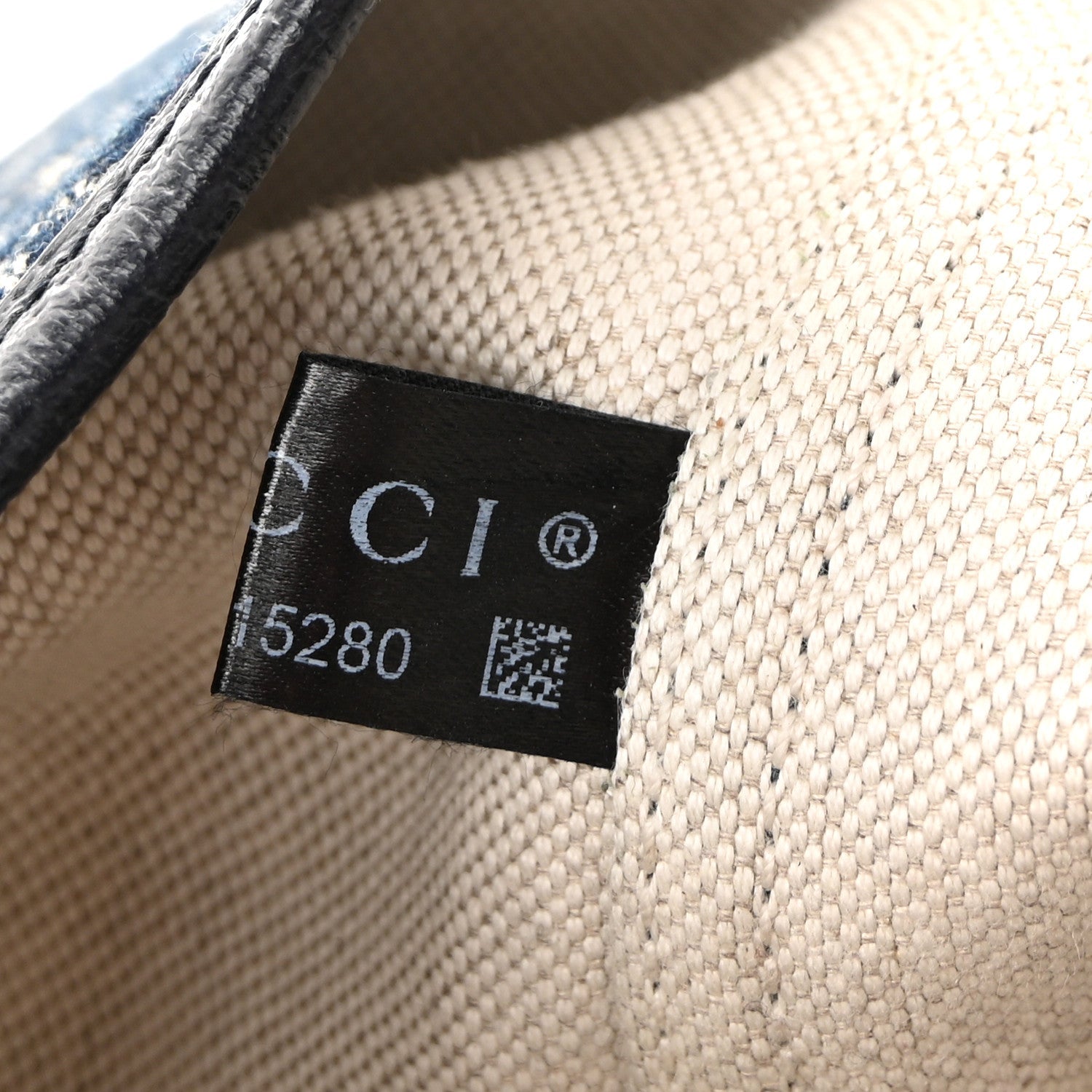 GG Monogram Denim Small Giglio Tote Blue White
