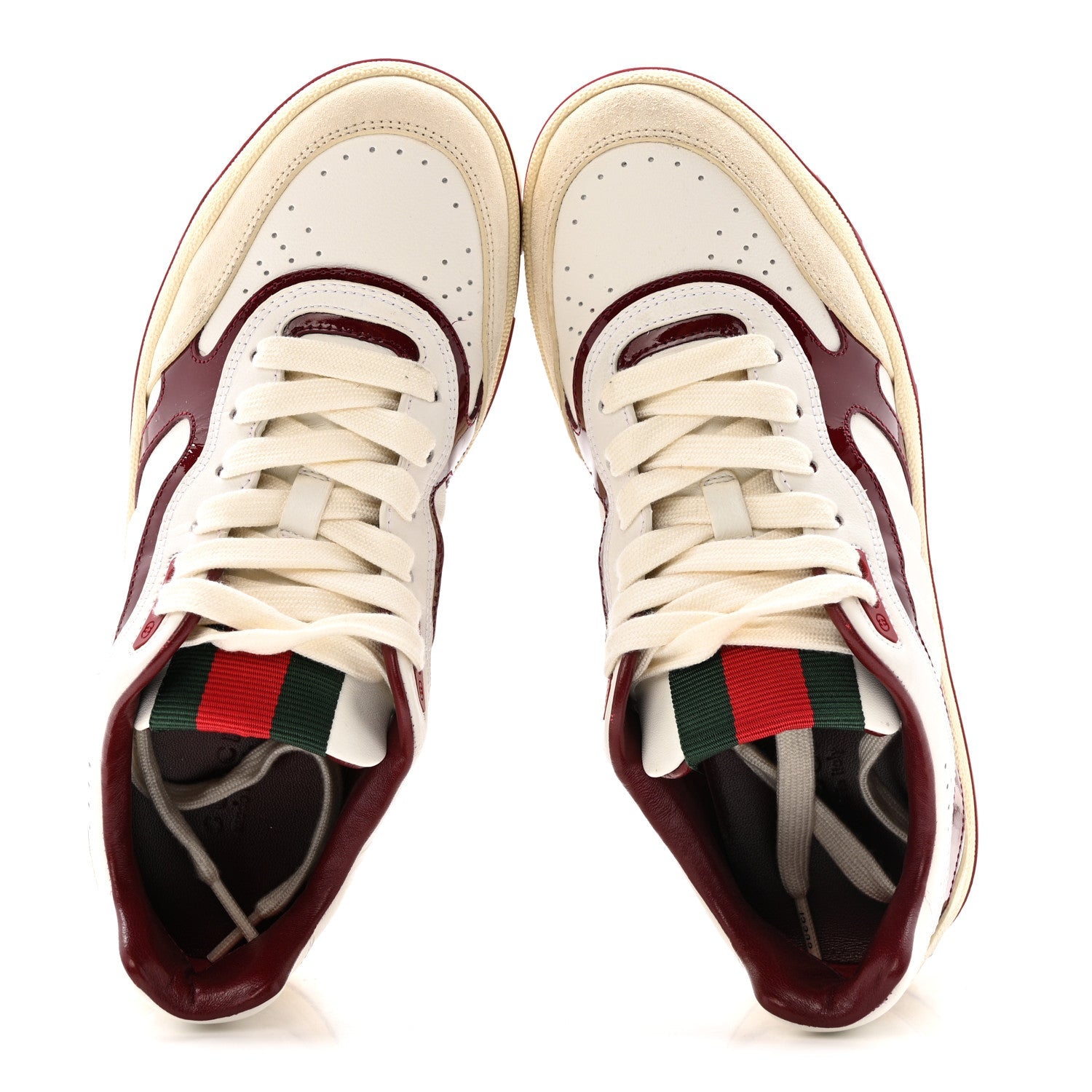 Calfskin Suede Womens Re-Web Sneakers  38 White Red