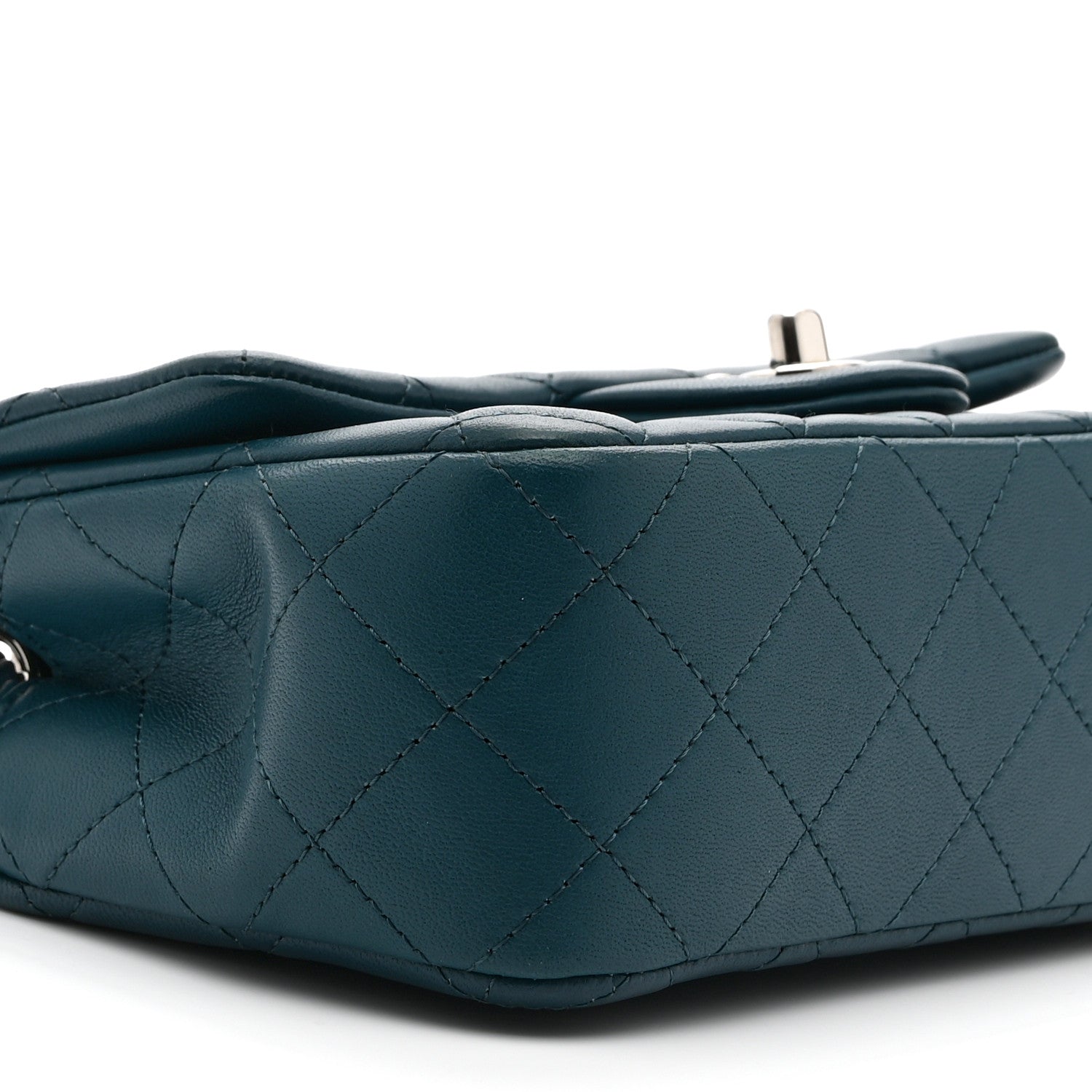 Lambskin Quilted Mini Rectangular Flap Dark Blue