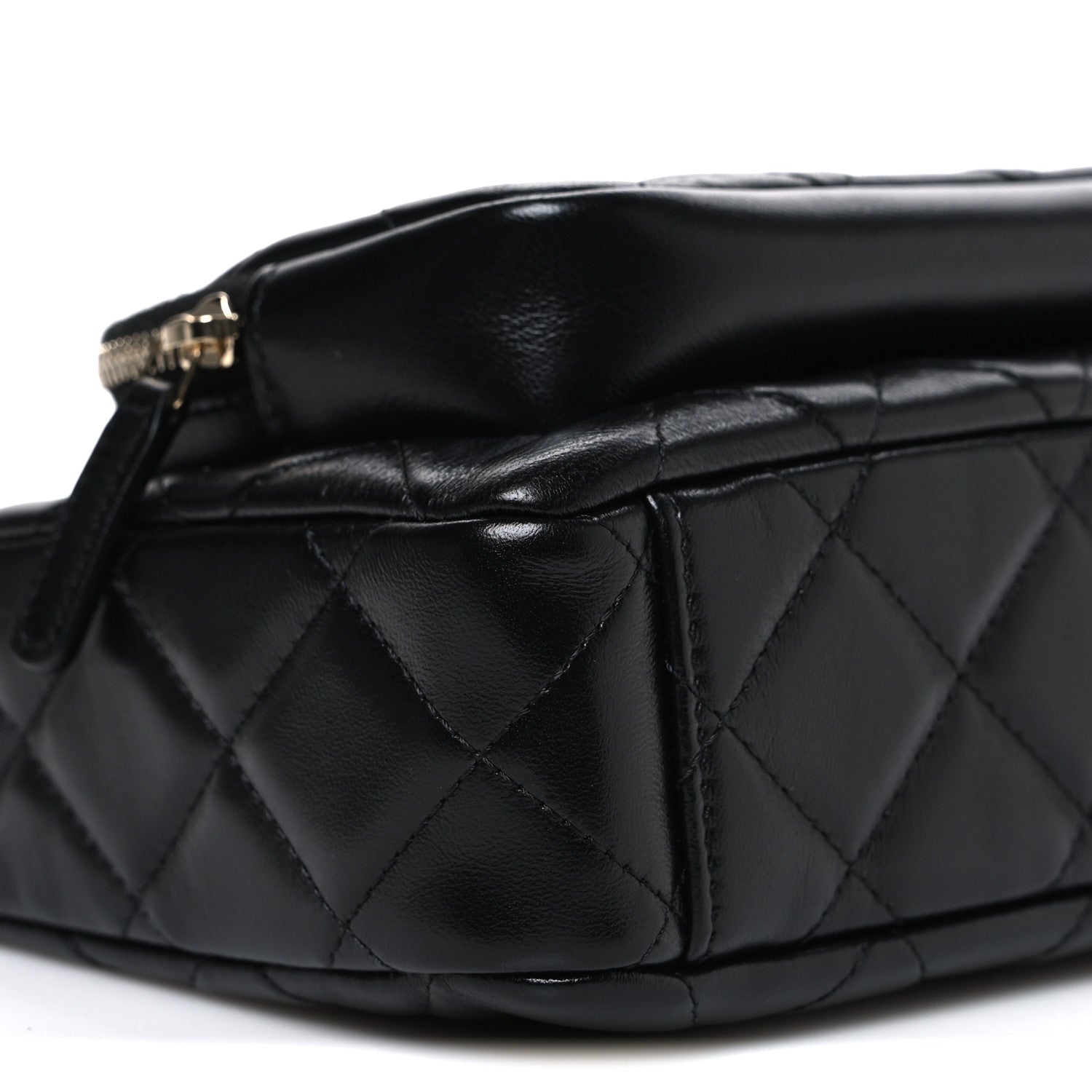 Shiny Crumpled Lambskin Quilted Small Preppy Pocket Clutch With Chain Black