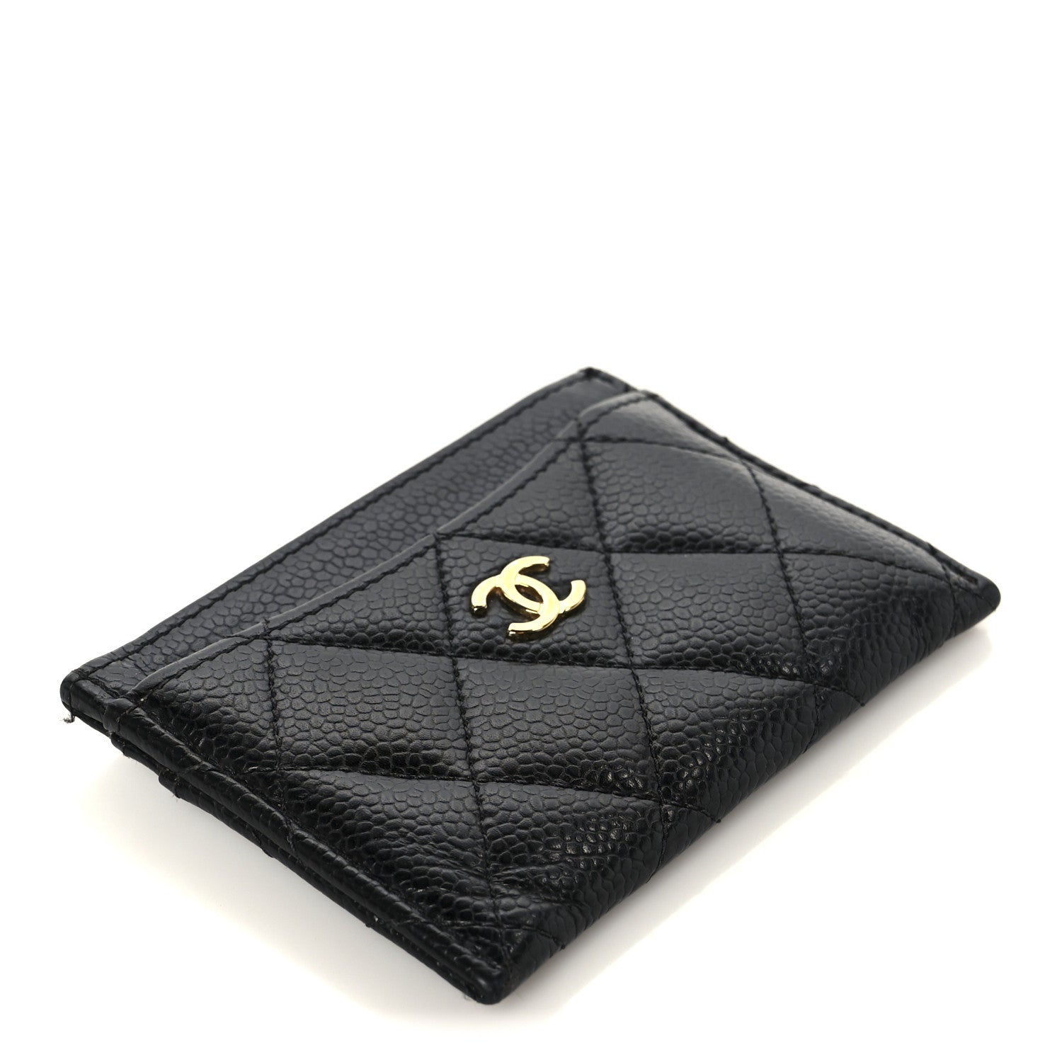 Caviar Quilted Card Holder Black