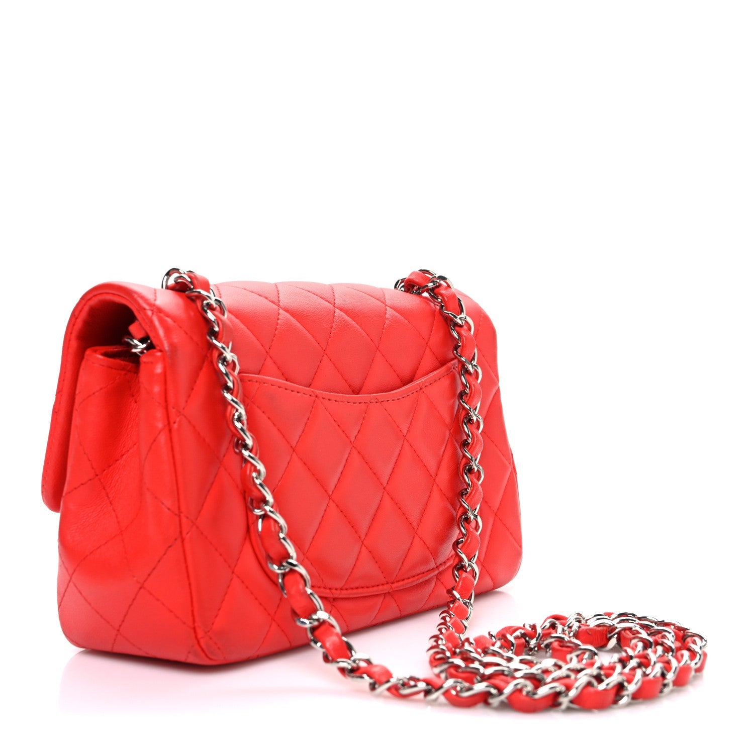 Lambskin Quilted Mini Rectangular Flap Red