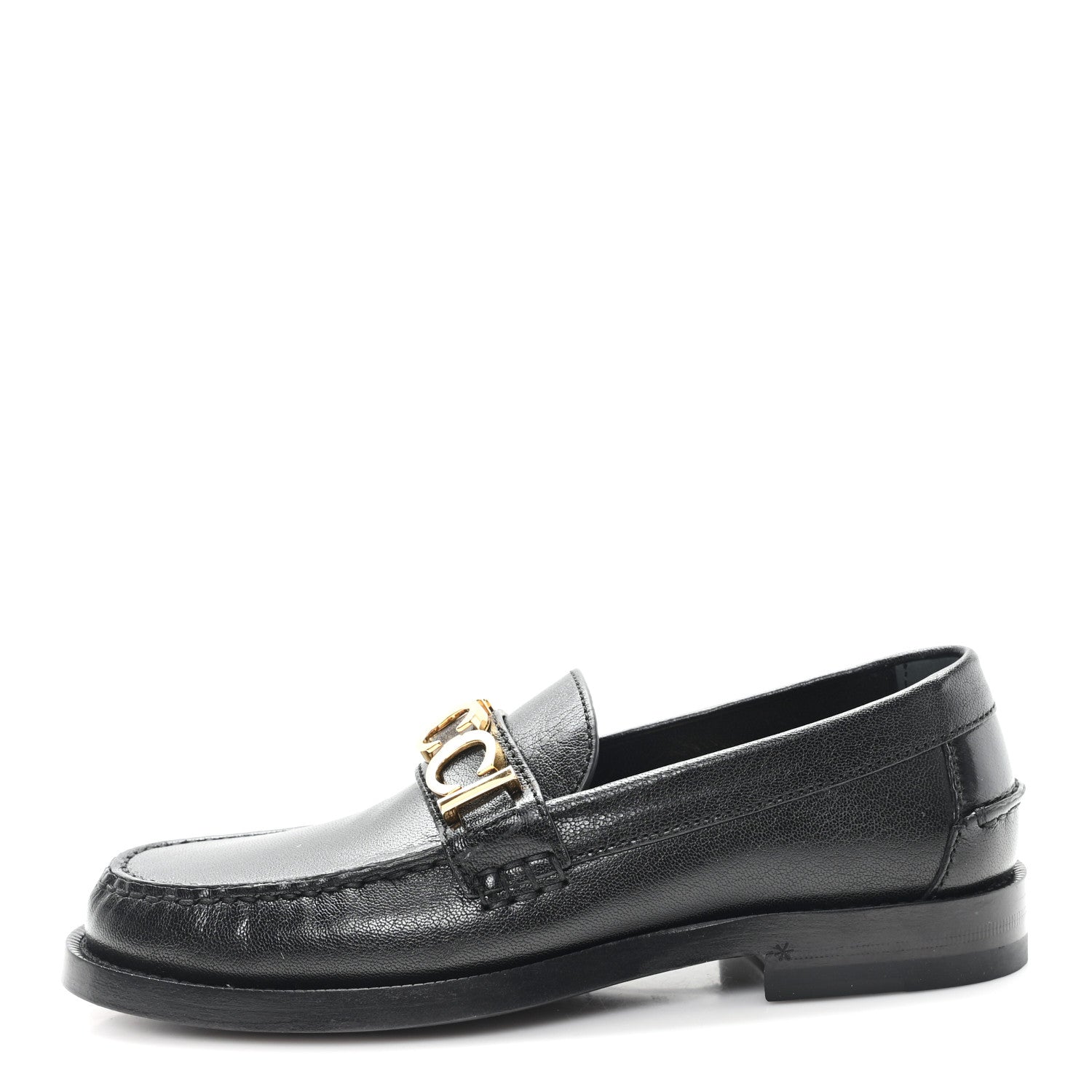 Goatskin Womens Logo 15mm Loafers 35.5 Black