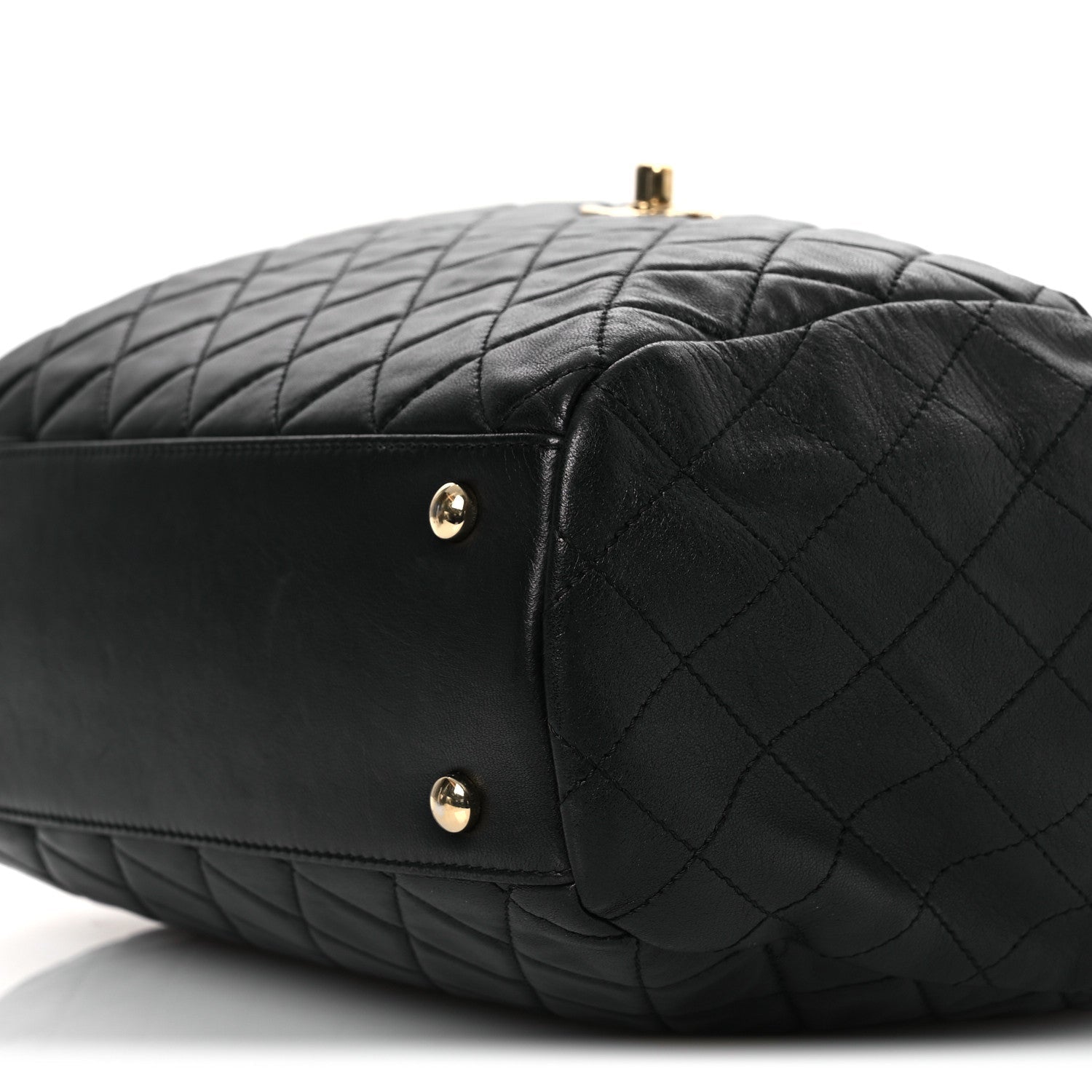 Lambskin Quilted Drawstring Bag Black