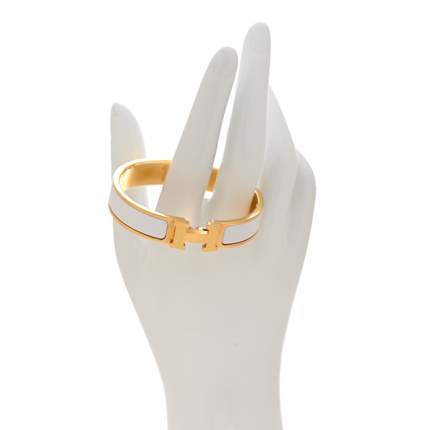 Enamel Narrow Clic Clac H Bracelet PM White