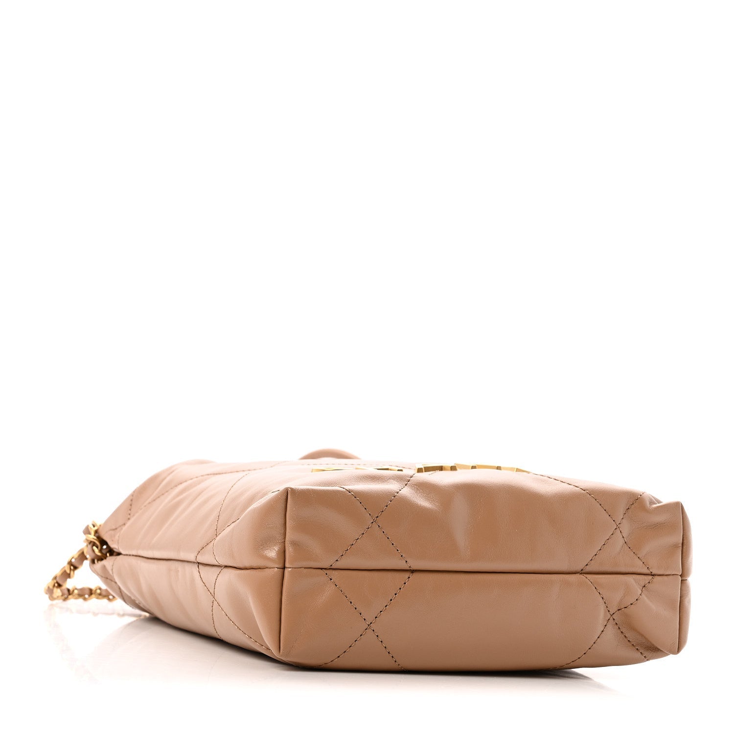 Shiny Calfskin Quilted Mini Chanel 22 Dark Beige
