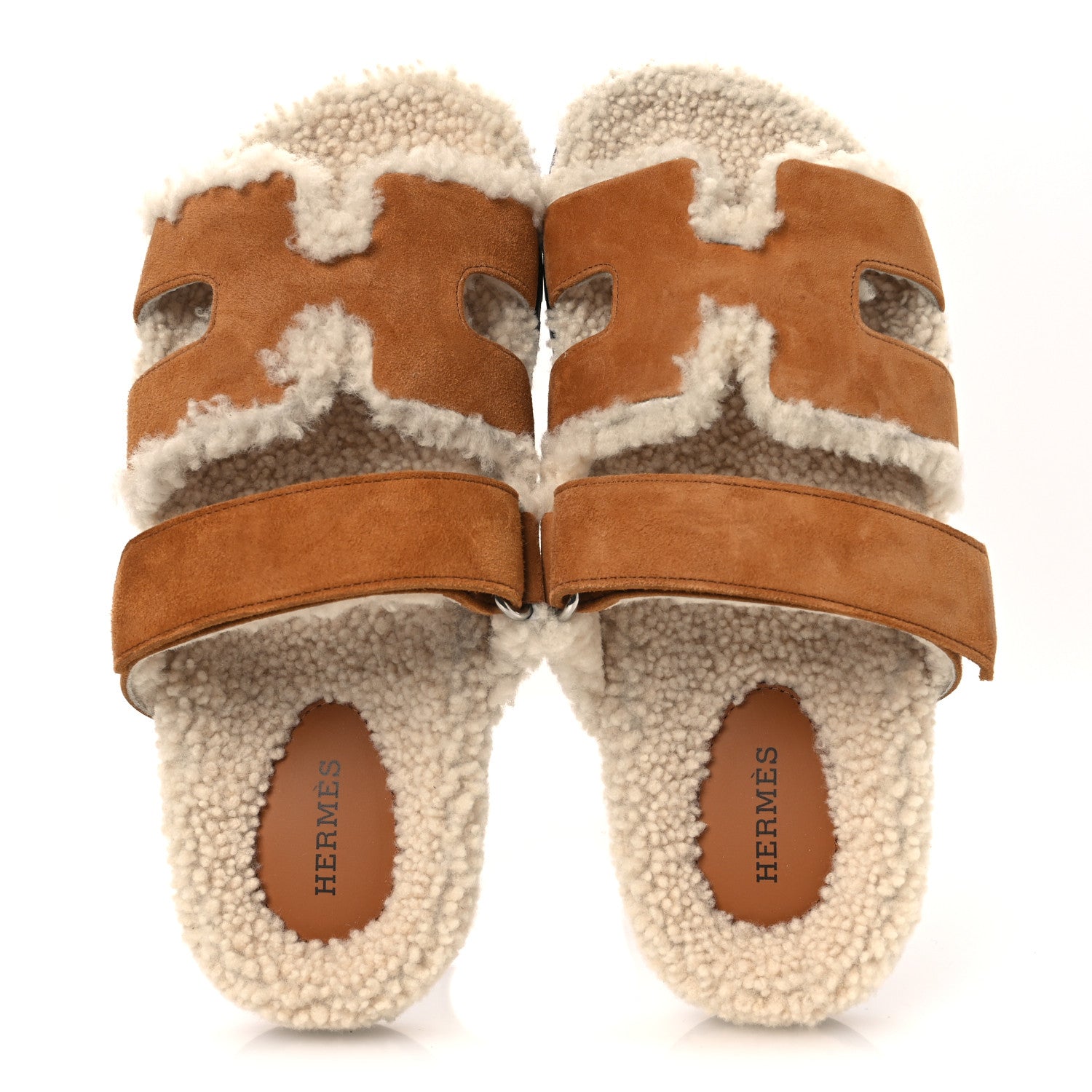 Suede Goatskin Woolskin Womens Chypre Sandals 37 Brun Fume Ecru