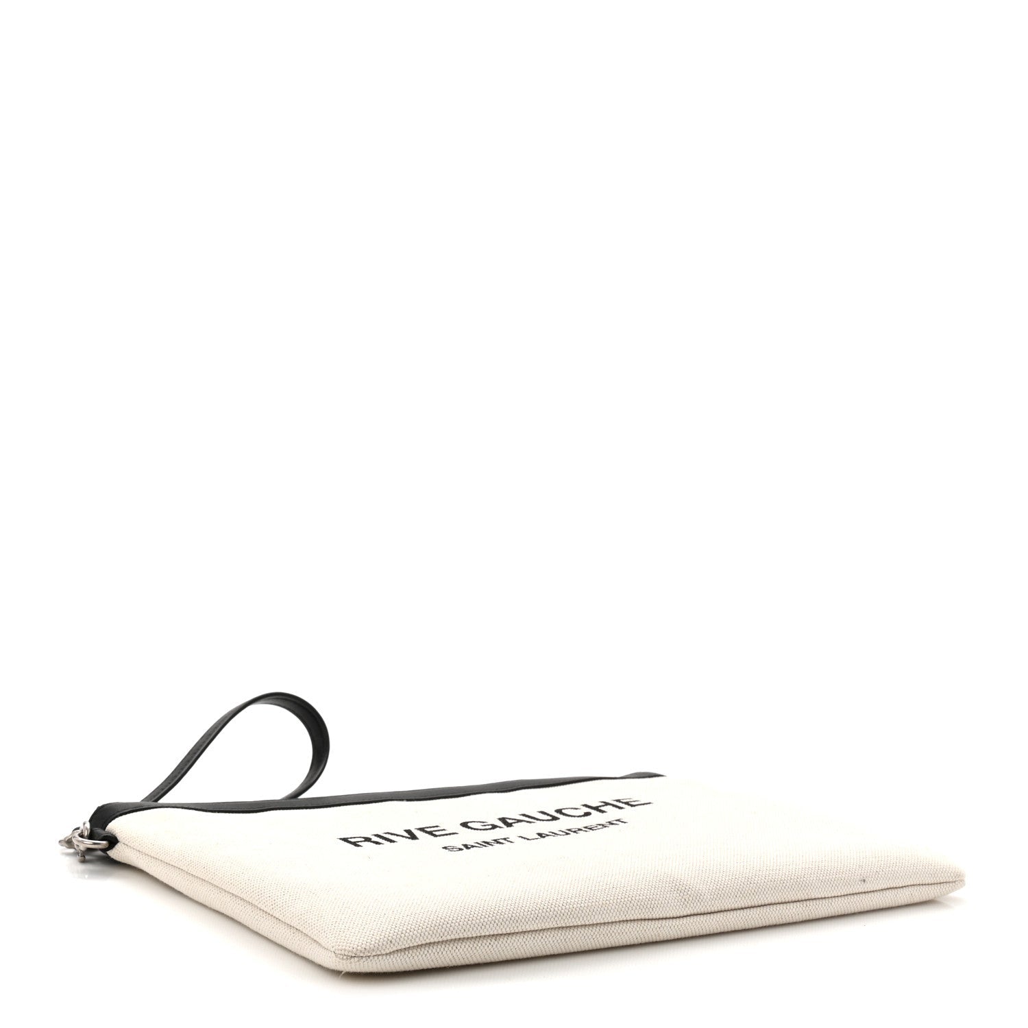 Linen Canvas Rive Gauche Zipped Pouch Optic White