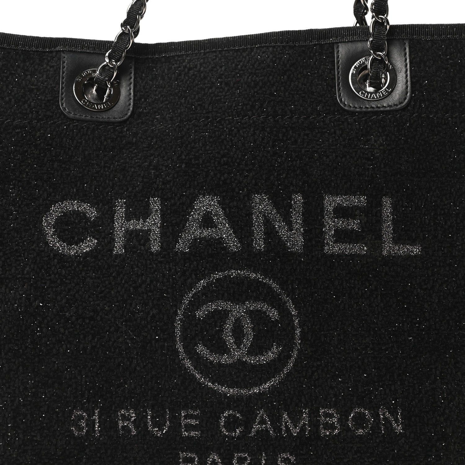 Lurex Canvas Small Deauville Tote Black