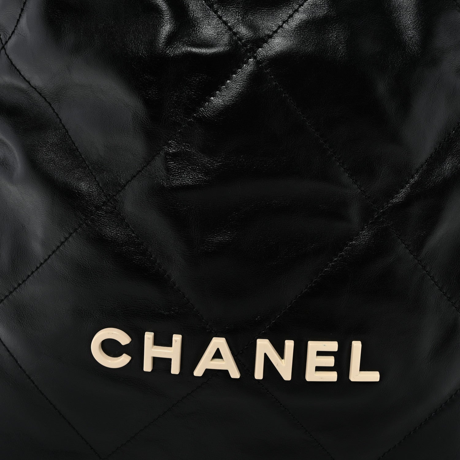 Shiny Calfskin Quilted Large Chanel 22 Black