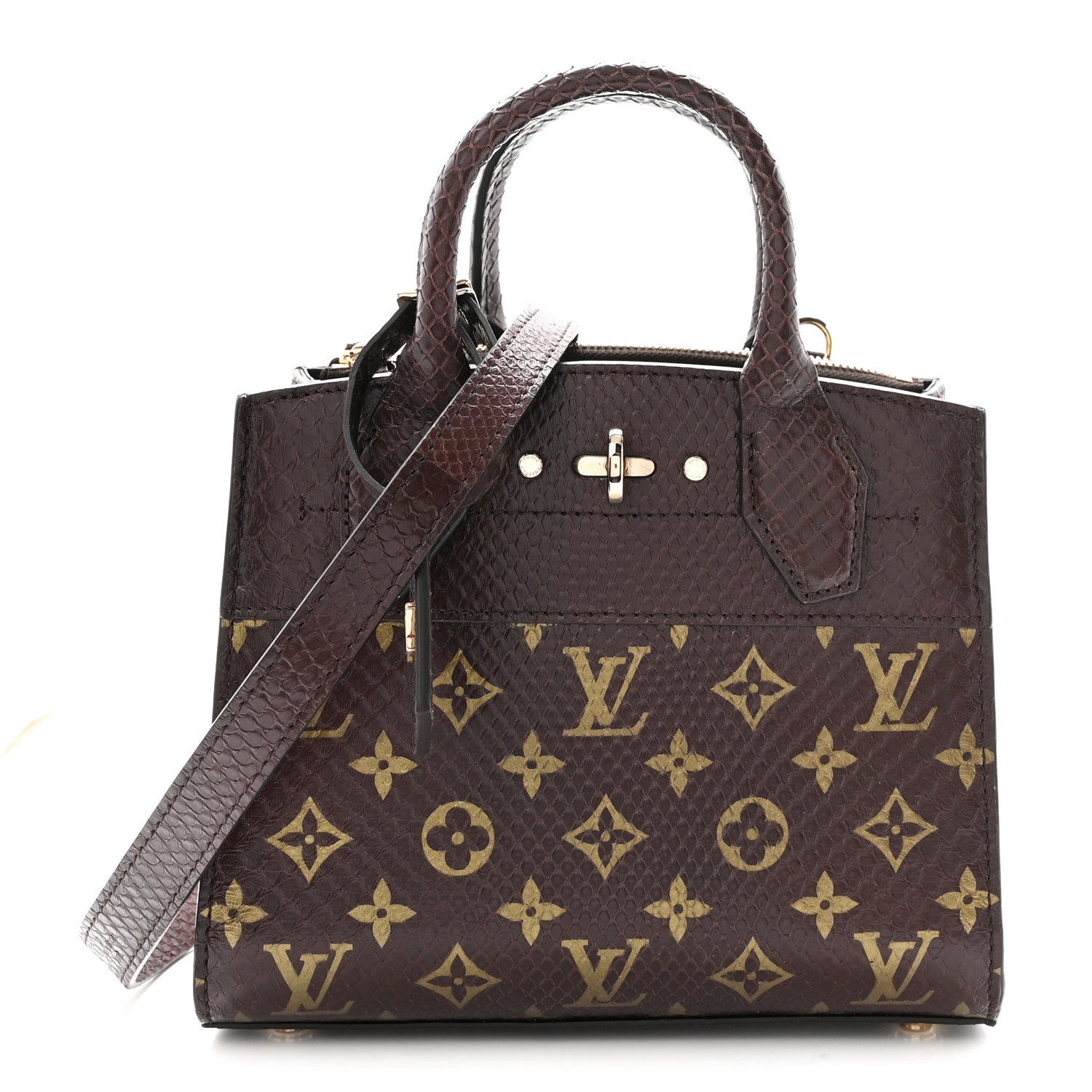 Snakeskin Monogram City Steamer Mini Brown
