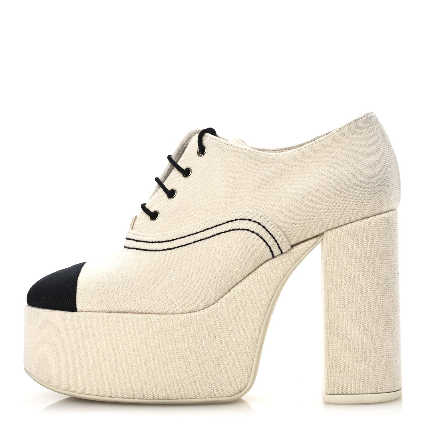 Canvas Lace Up Oxford Pumps 38 White Black
