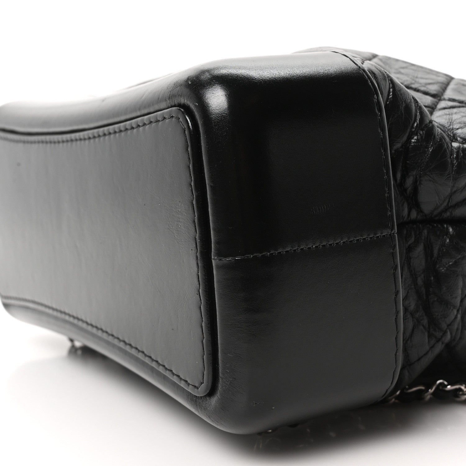 Aged Calfskin Quilted Gabrielle Backpack Black