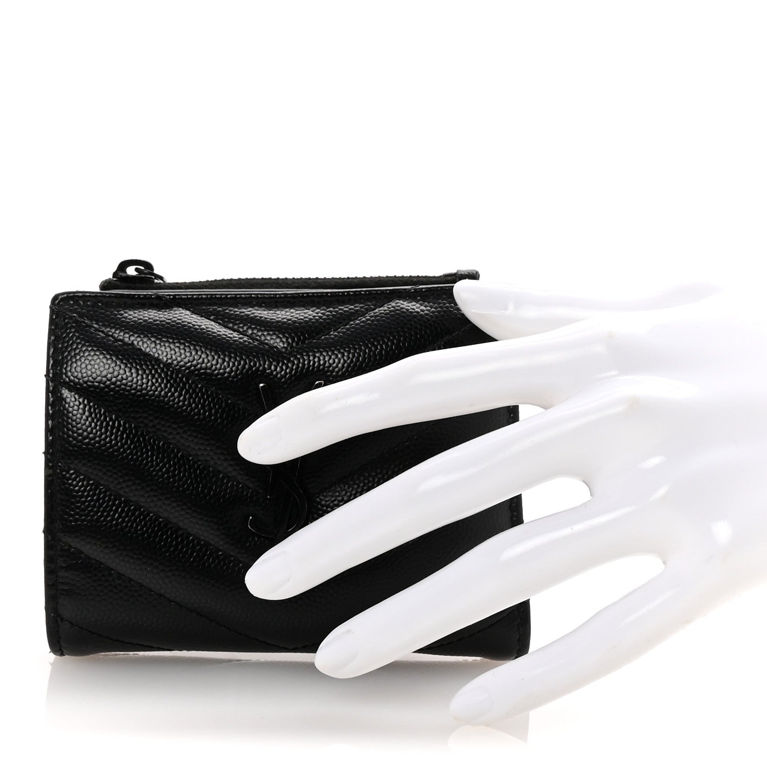 Grain De Poudre Matelasse Chevron Monogram Zipped Card Case Black