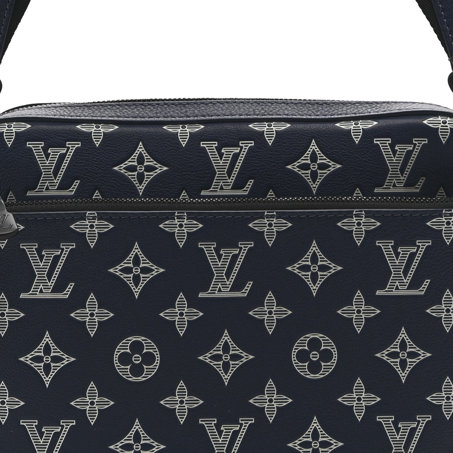 Calfskin Monogram Shadow Trio Messenger Navy White