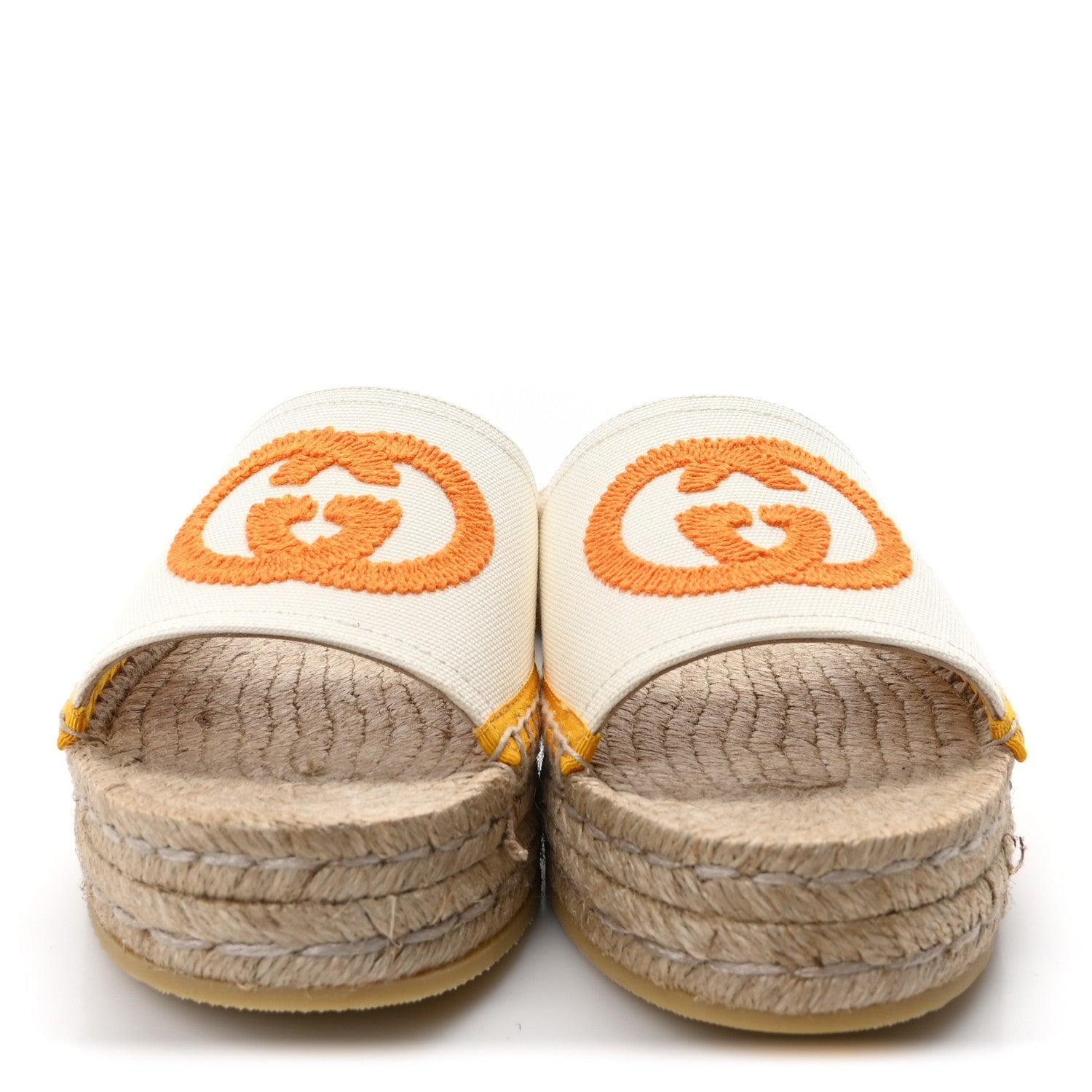 Canvas Interlocking G Espadrille Slide Sandals 36 Mystic White Mais
