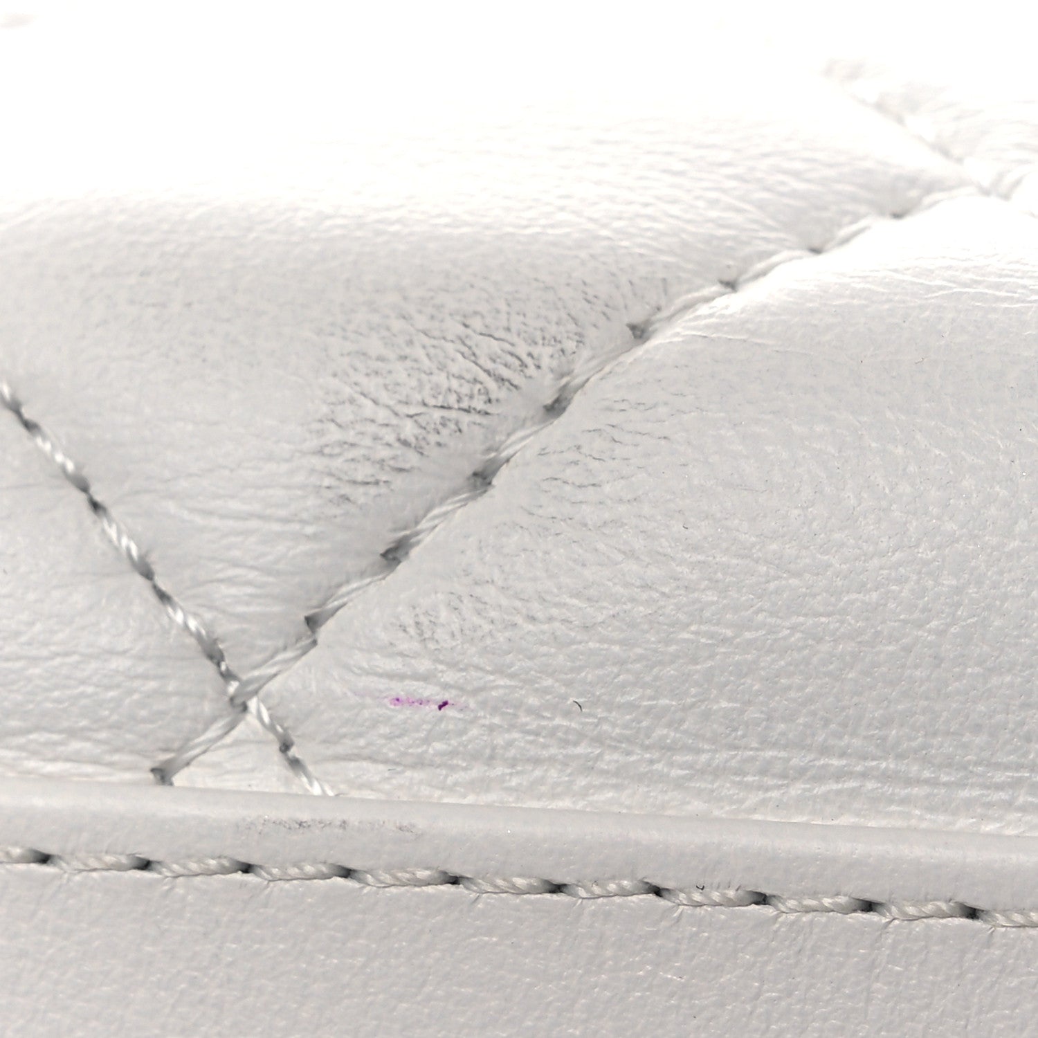 Calfskin Quilted Square Top Handle Vanity Case White
