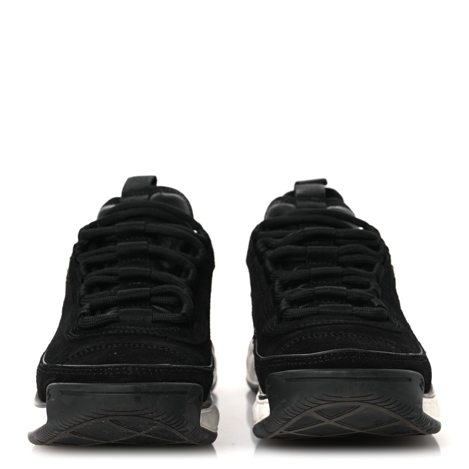 Suede Calfskin Nylon Grosgrain CC Sneakers 36 Black