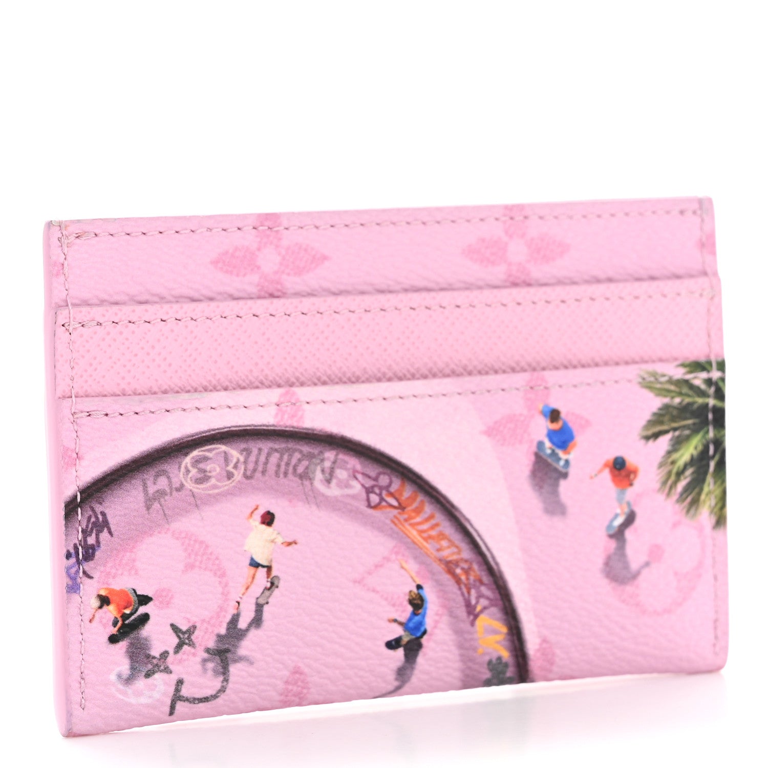 Monogram Double Card Holder Pink