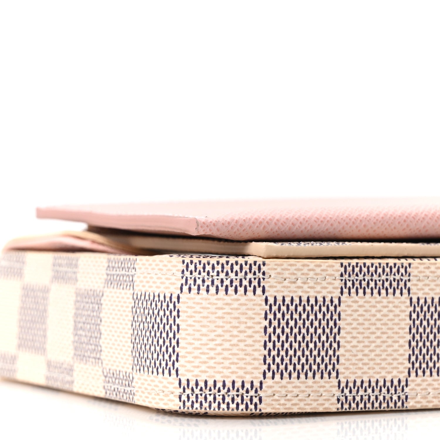 Damier Azur Pochette Felicie Chain Wallet Rose Ballerine