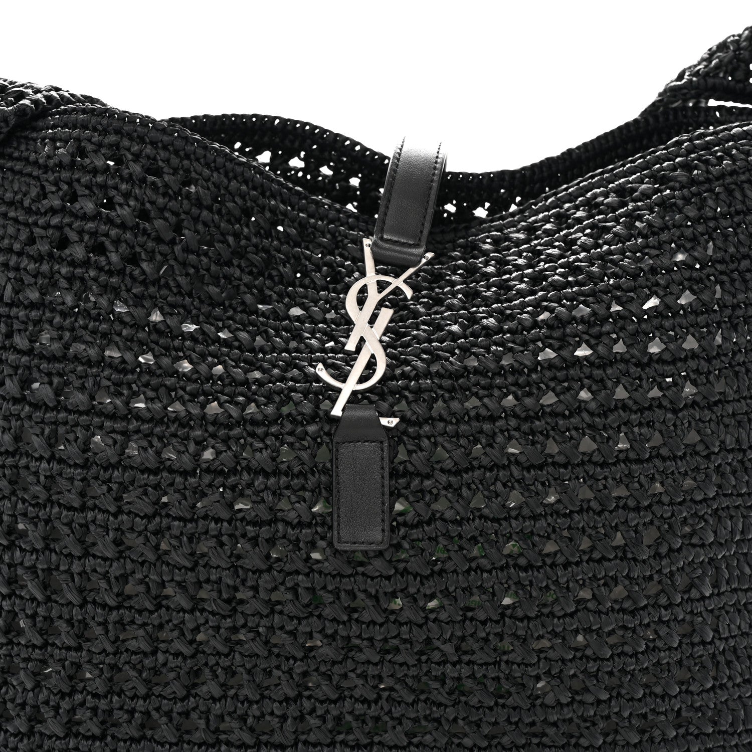Raffia Monogram Le 5 A 7 Medium Tote Black