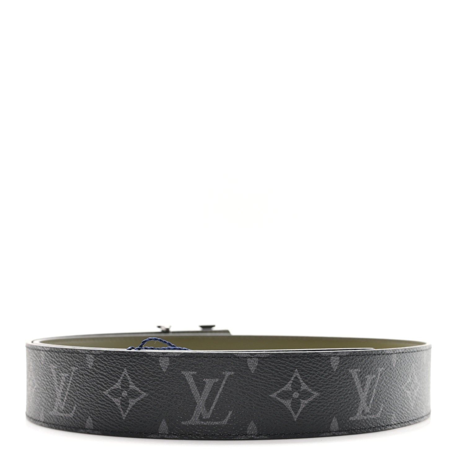 Calfskin Monogram Eclipse 40mm LV Initiales Reversible Belt 95 38 Black Green