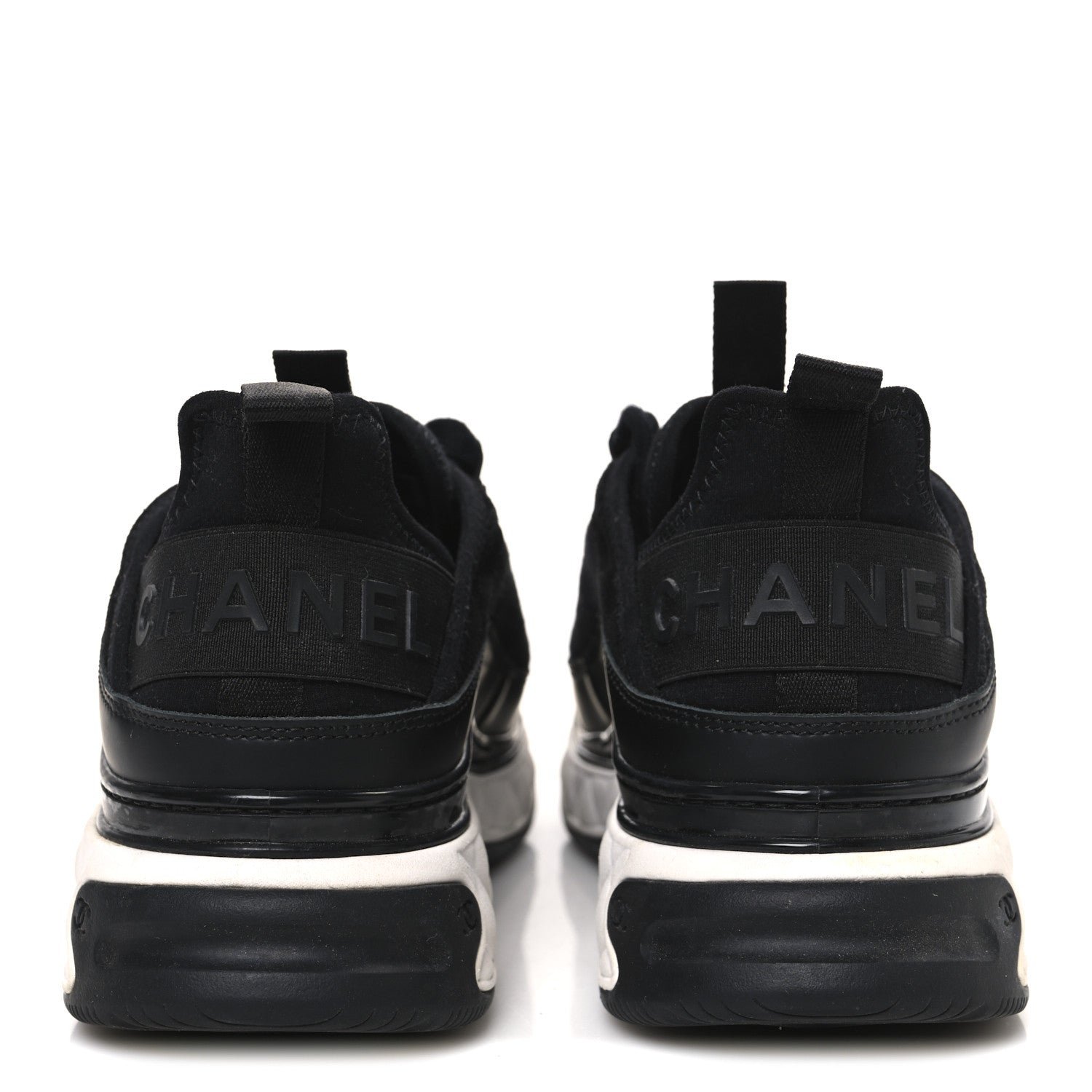 Velvet Calfskin Mixed Fibers CC Sneakers 38.5 Black