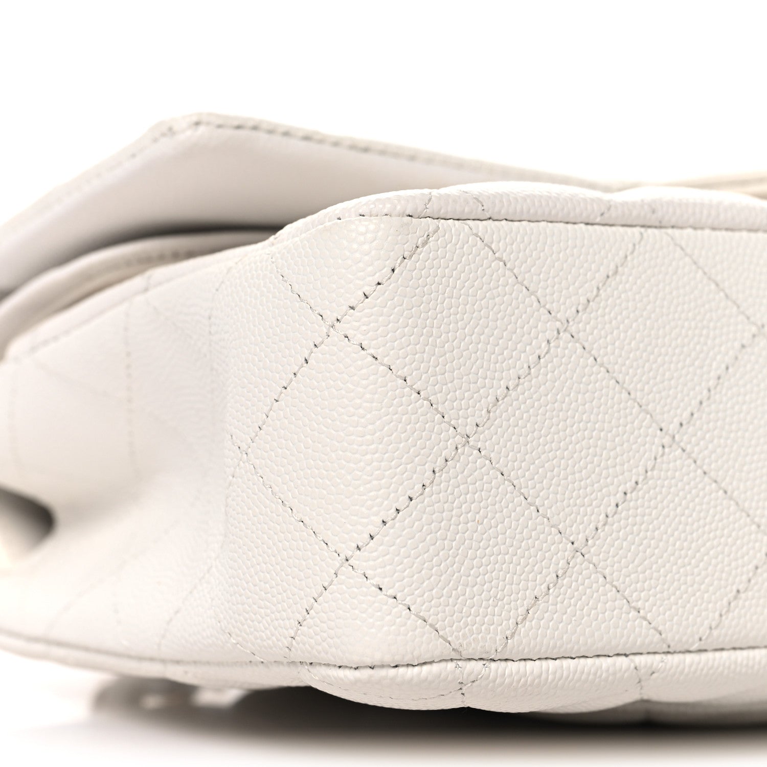 Caviar Quilted Medium Double Flap White