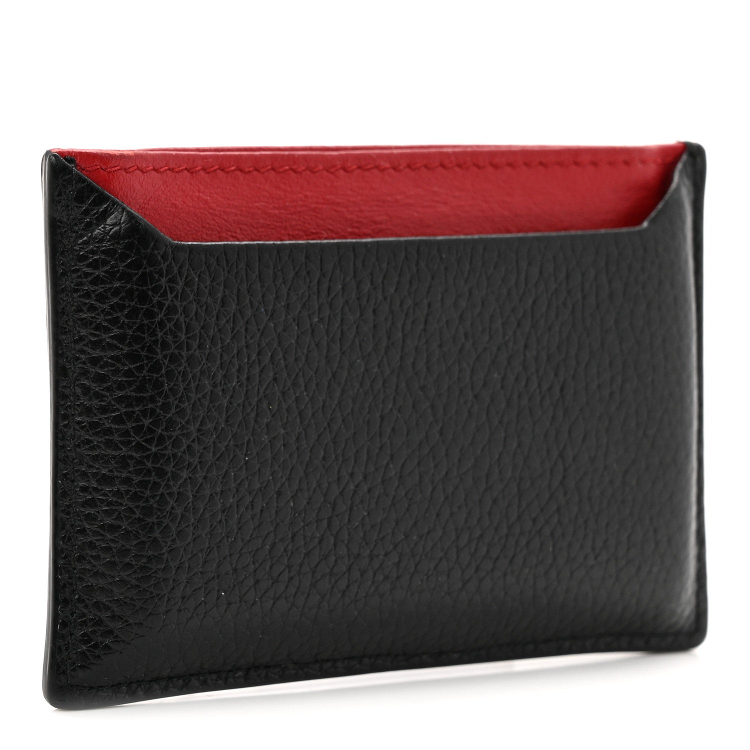 Vitello Grain Metal Card Holder Black Fuoco