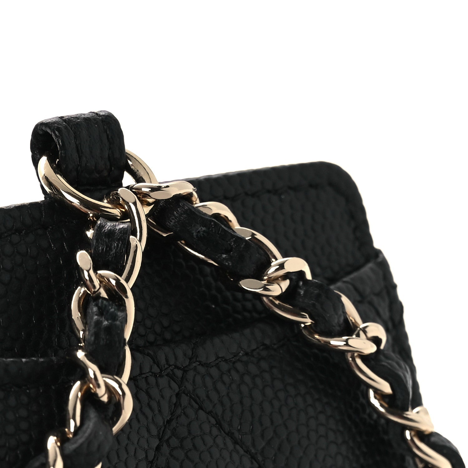 Caviar Quilted Card Holder On Chain Black