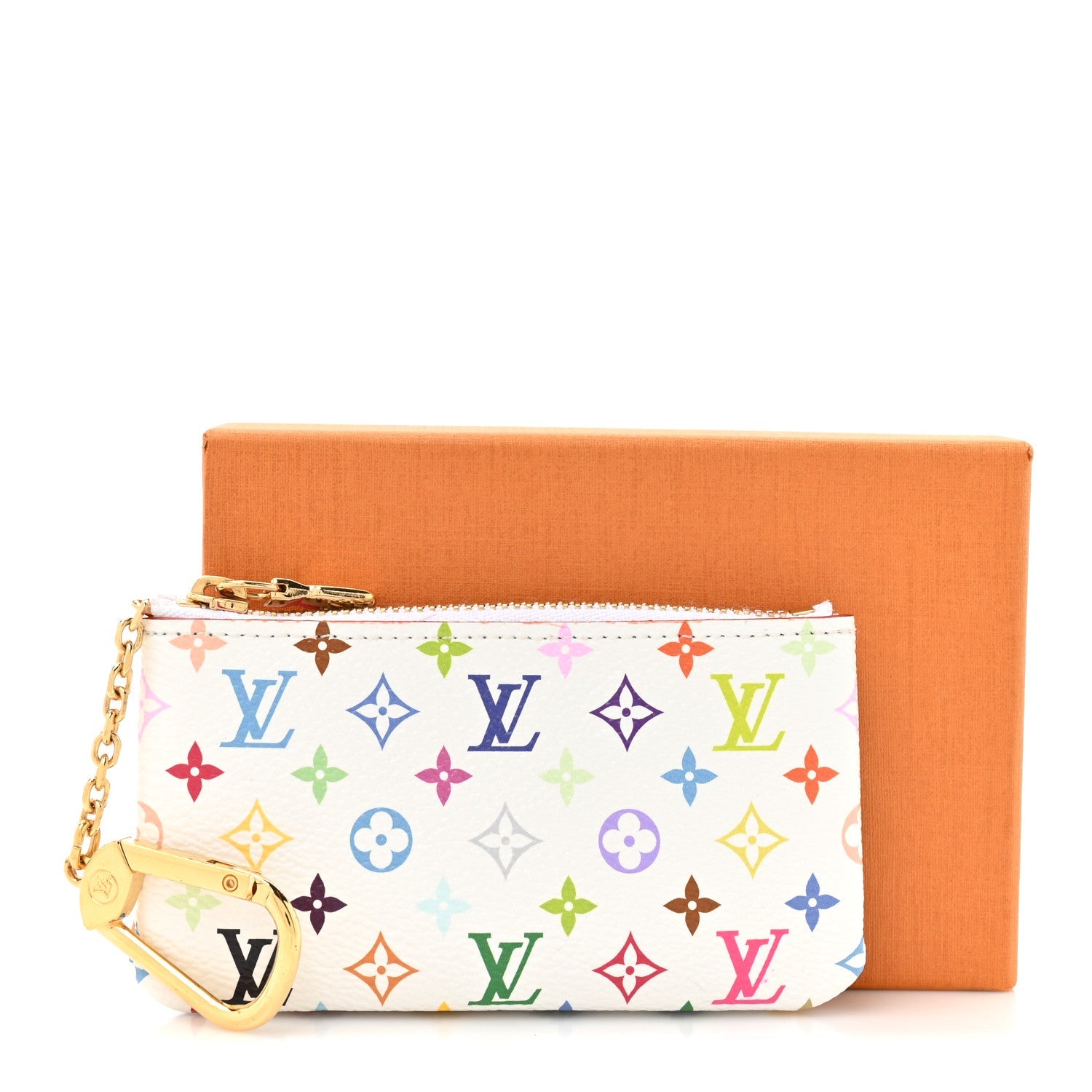 LV X TM Monogram Multicolor Key Pouch White