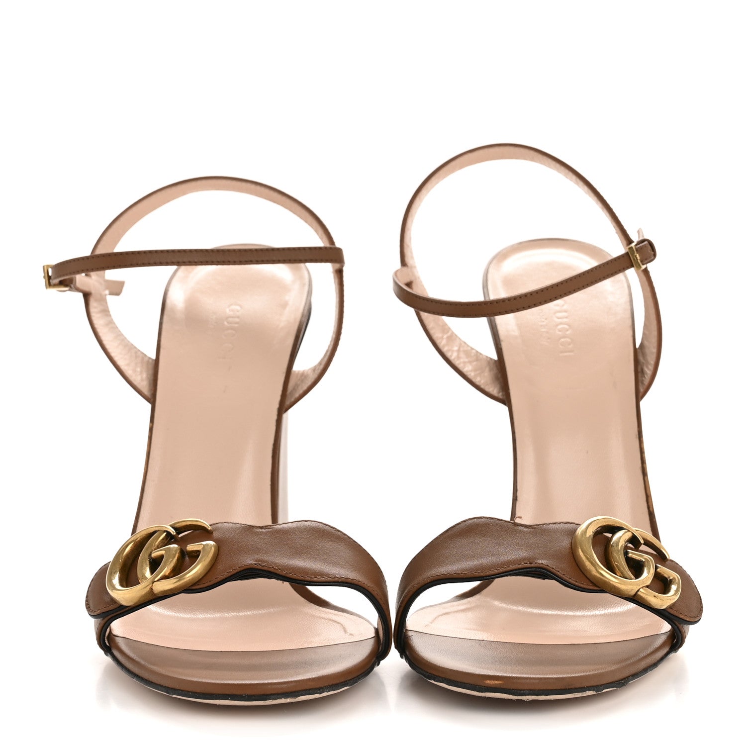 Lifford Calfskin GG Marmont Ankle Wrap 105mm Sandals 40.5 Cognac