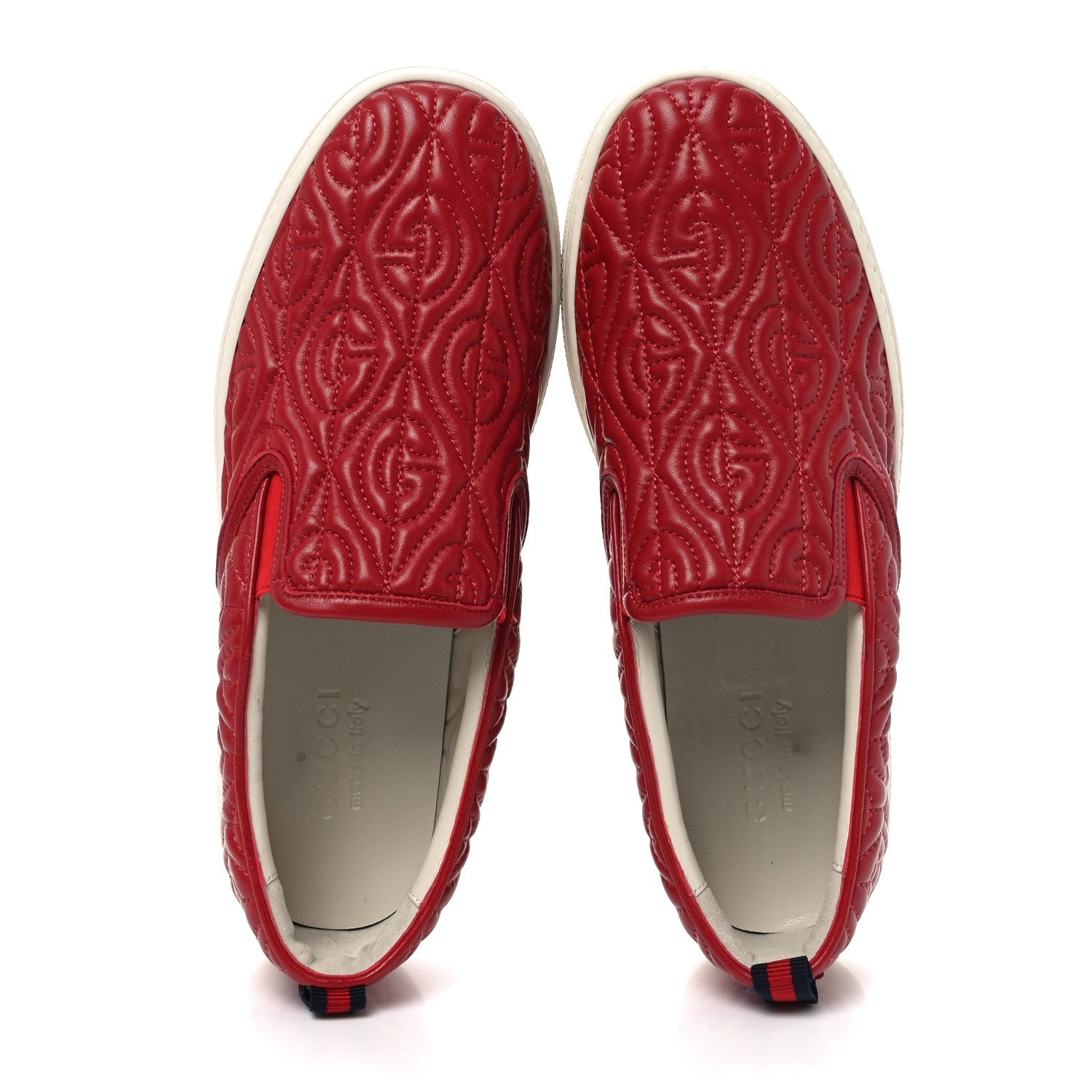 Nappa Web G Rhombus Quilted Mens Slip On Sneakers 7.5 Hibiscus Red Rosso