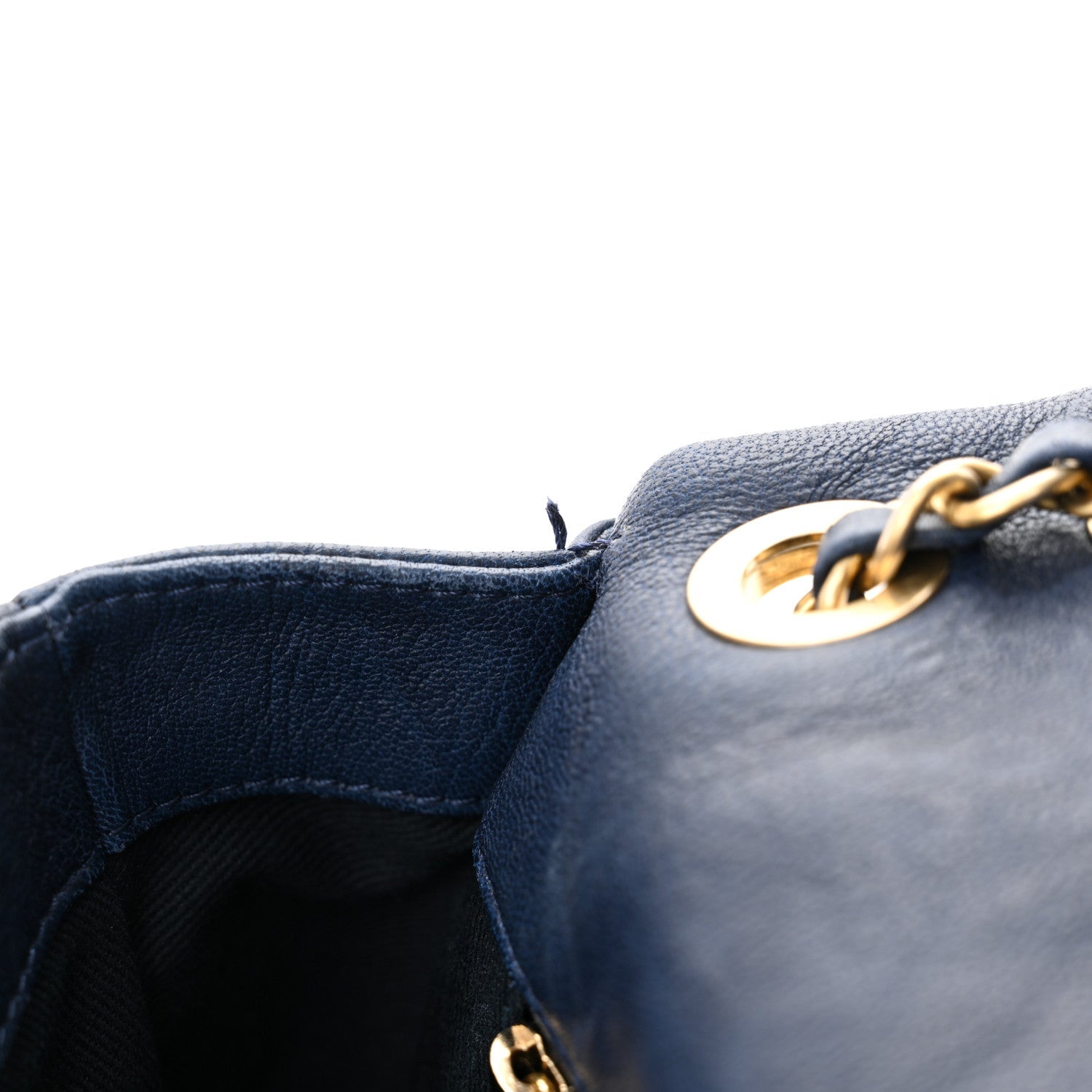Calfskin Surpique Chevron Medium Flap Navy