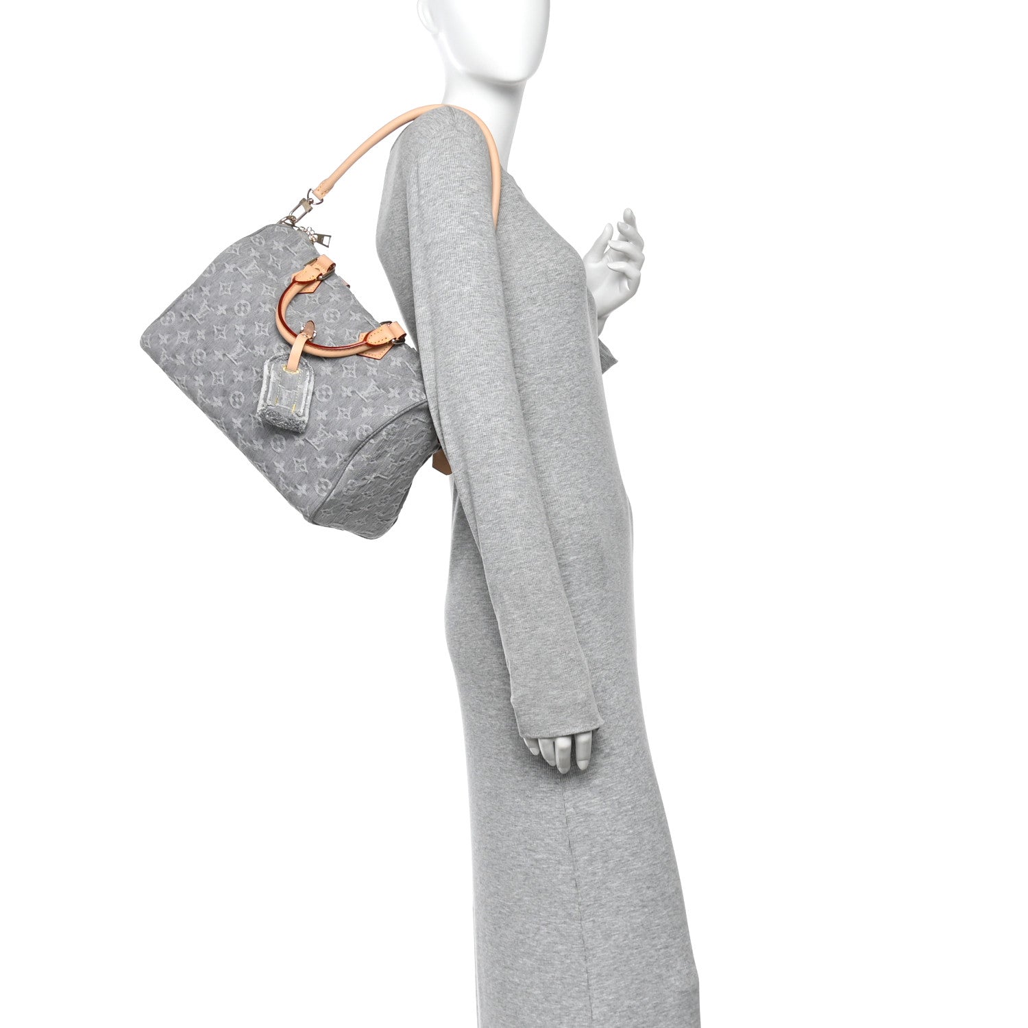 Monogram Denim Speedy Soft 30 Washed Gray