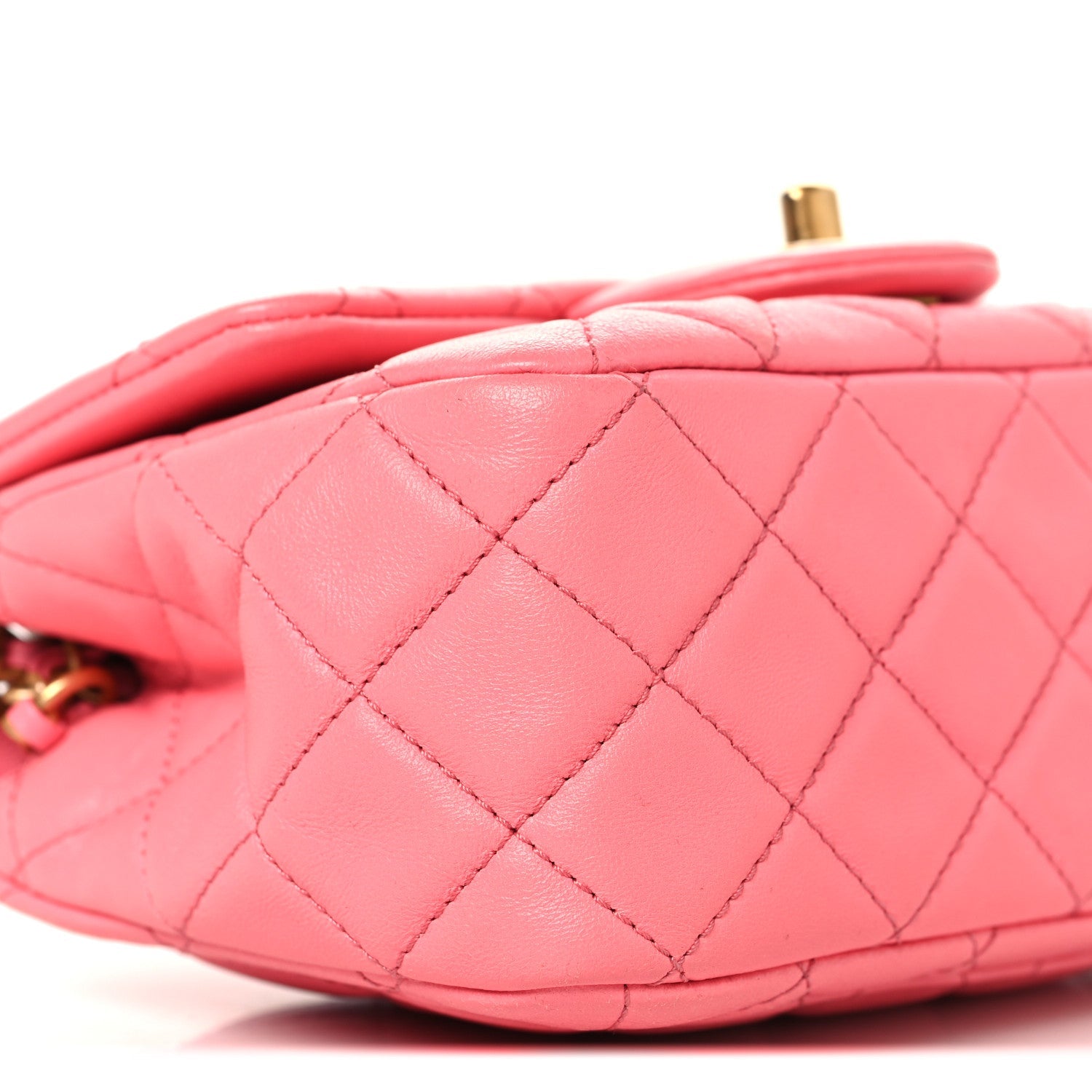 Lambskin Quilted Mini Pearl Crush Flap Pink