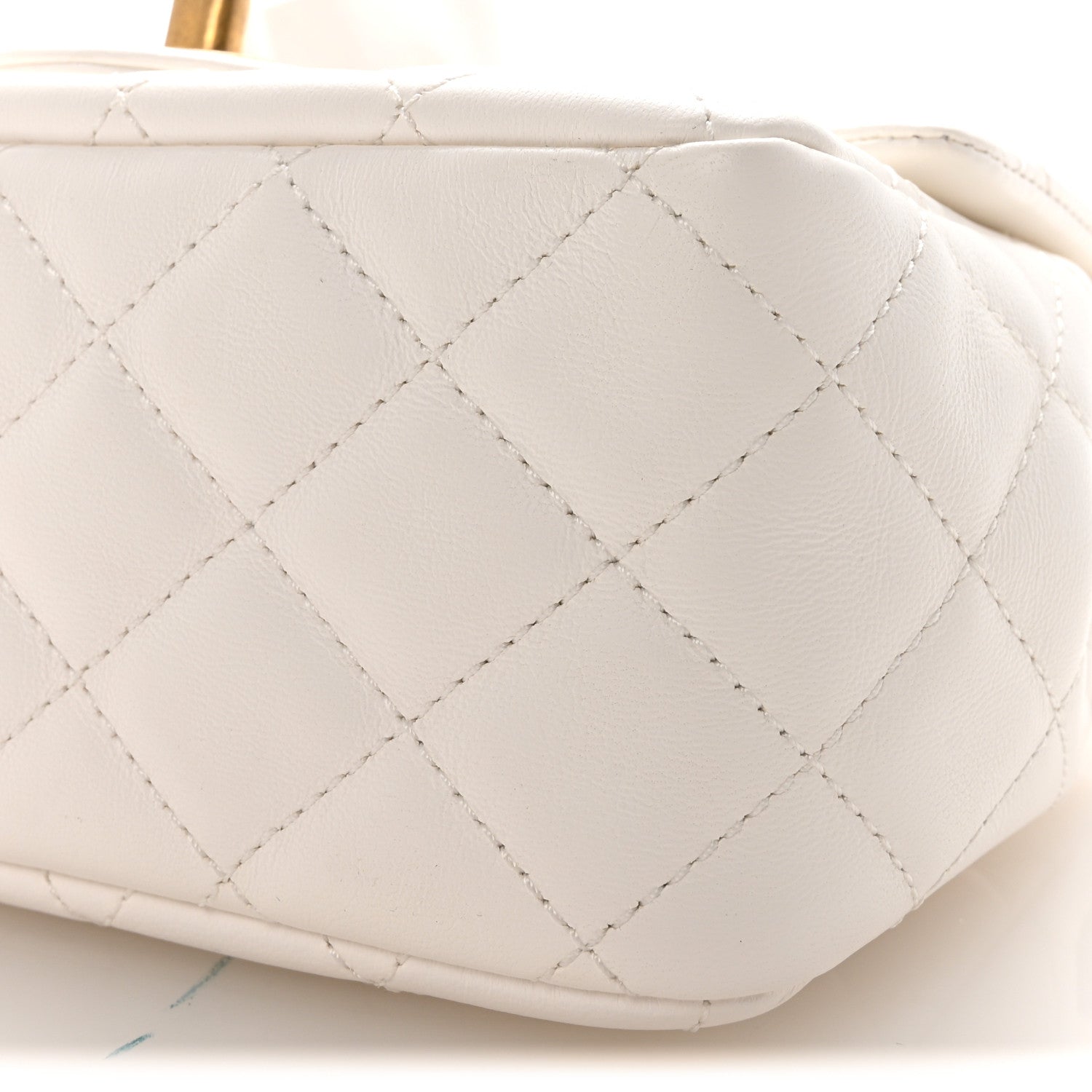 Lambskin Quilted Mini Romance Square Flap White