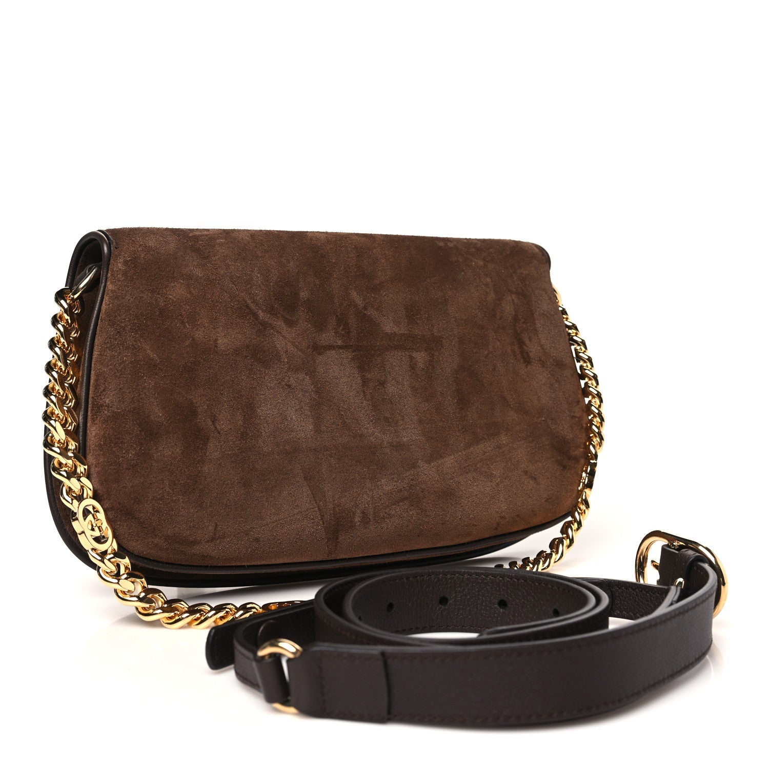 Suede Talco New Roxy Calfskin Blondie Chain Shoulder Flap Bag River Brown