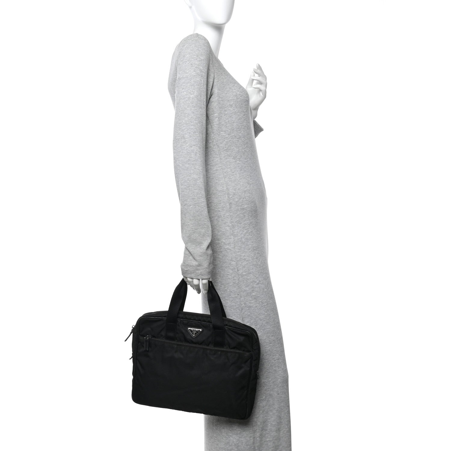 Saffiano Tessuto Nylon Small Briefcase Black
