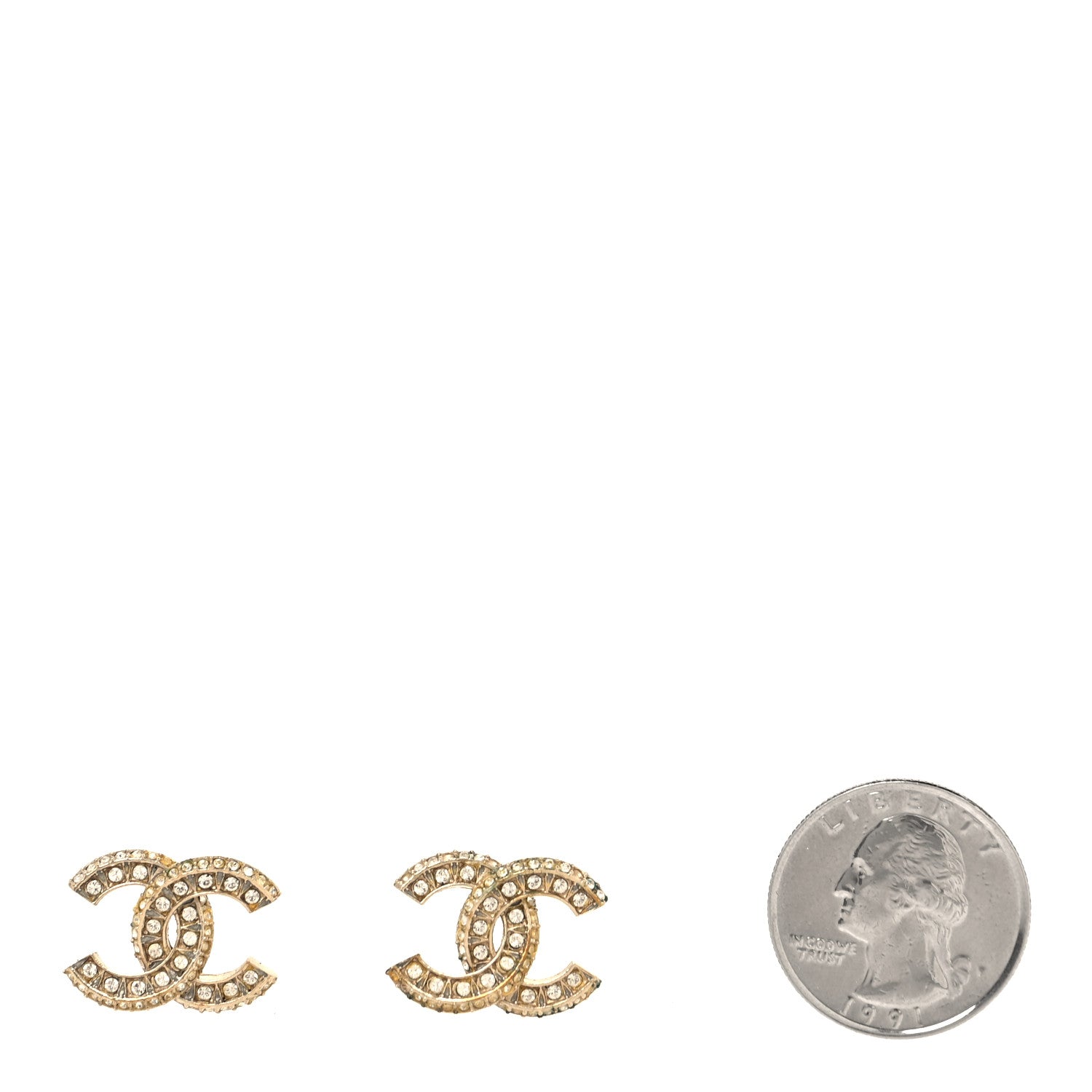 Crystal CC Earrings Light Gold