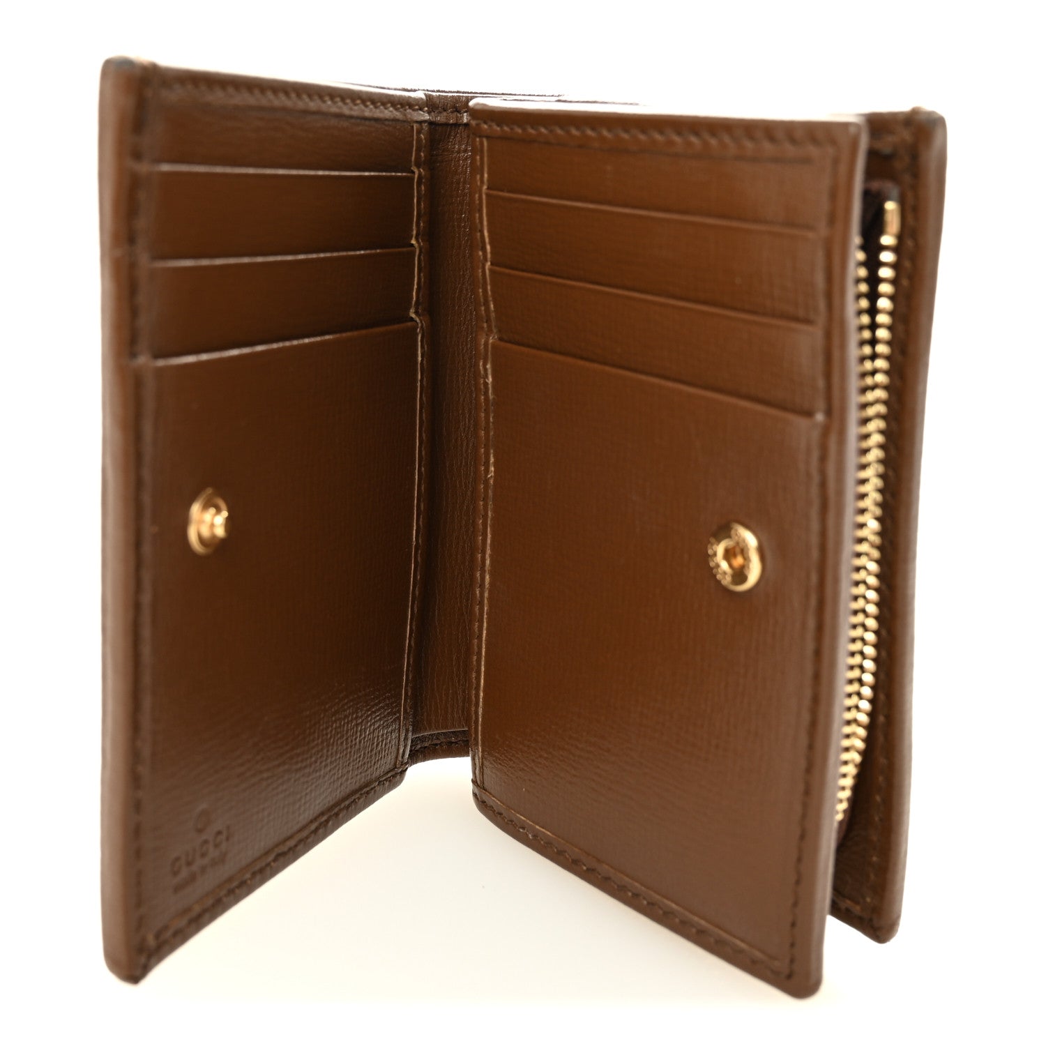 GG Supreme Monogram Horsebit 1955 Card Case Wallet Beige Ebony Brown Sugar