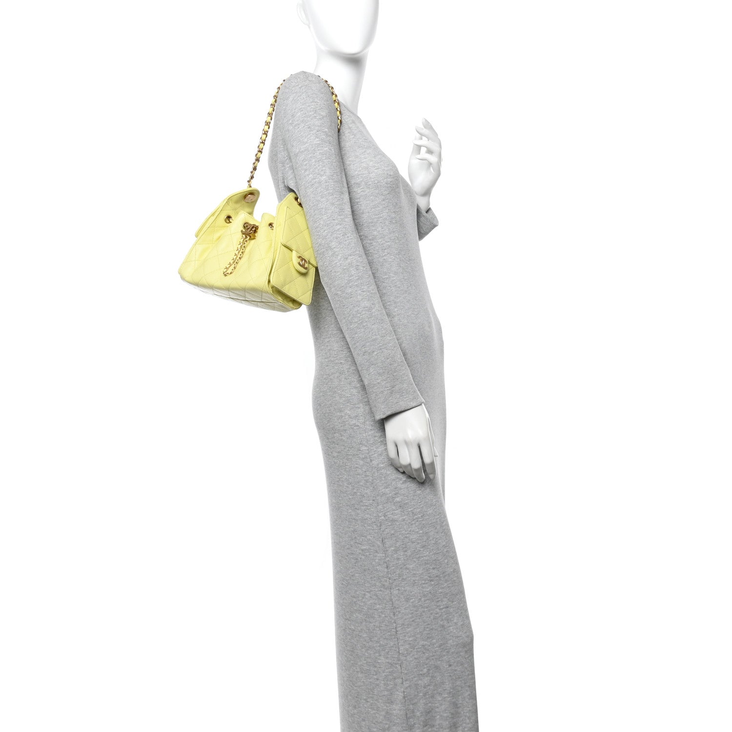 Caviar Quilted Mini Chanel 25 Handbag Light Yellow